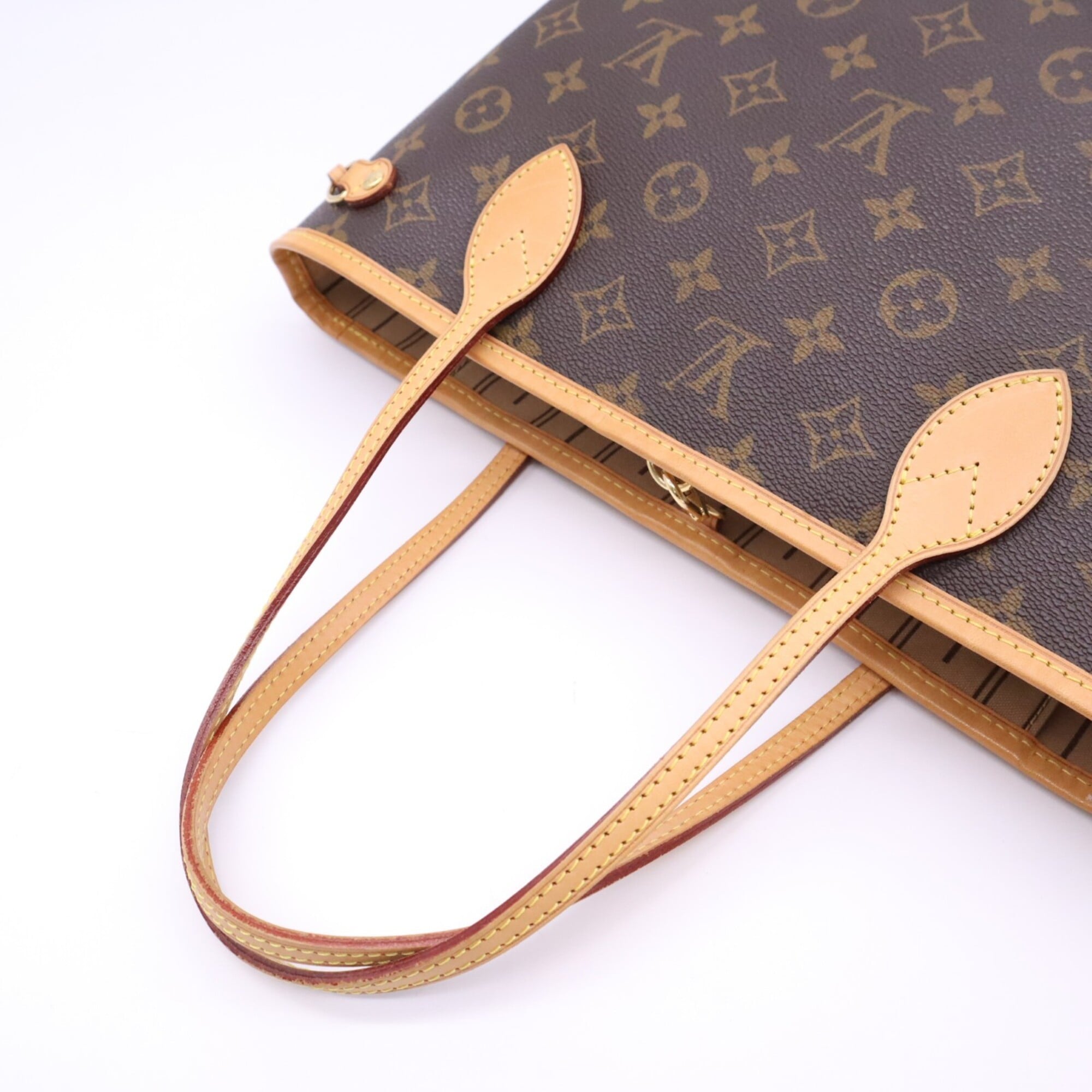 Louis Vuitton Monogram Beige Brown Coated Canvas Leather Handbag (Pre-Owned)