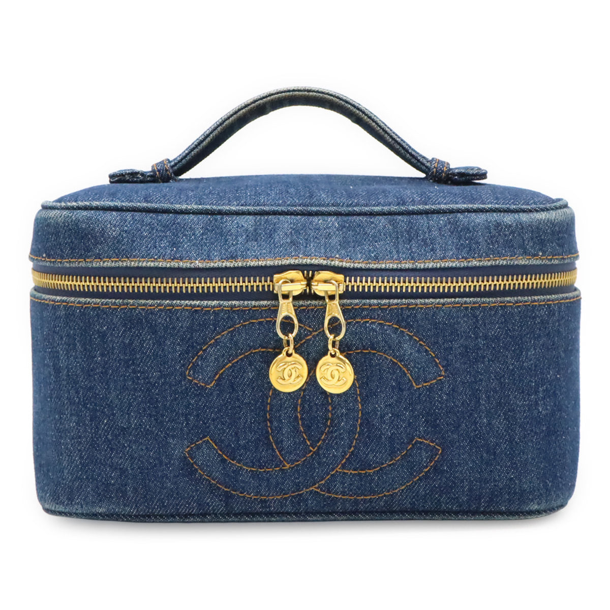 Chanel Blue Denim Handbag Vanity Bag (Pre-Owned)