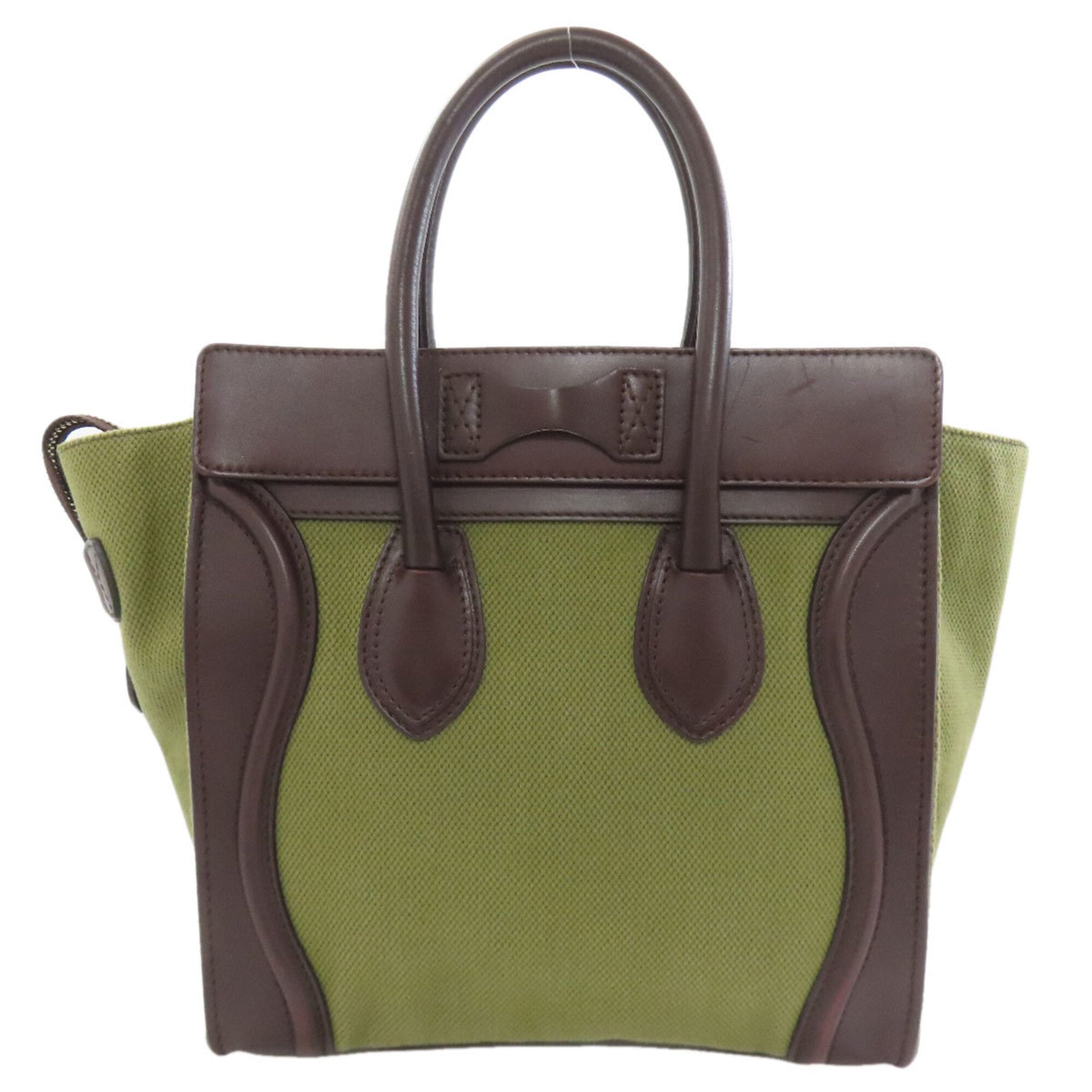 Celine Brown Khaki Canvas Leather Handbag (Pre-Owned)