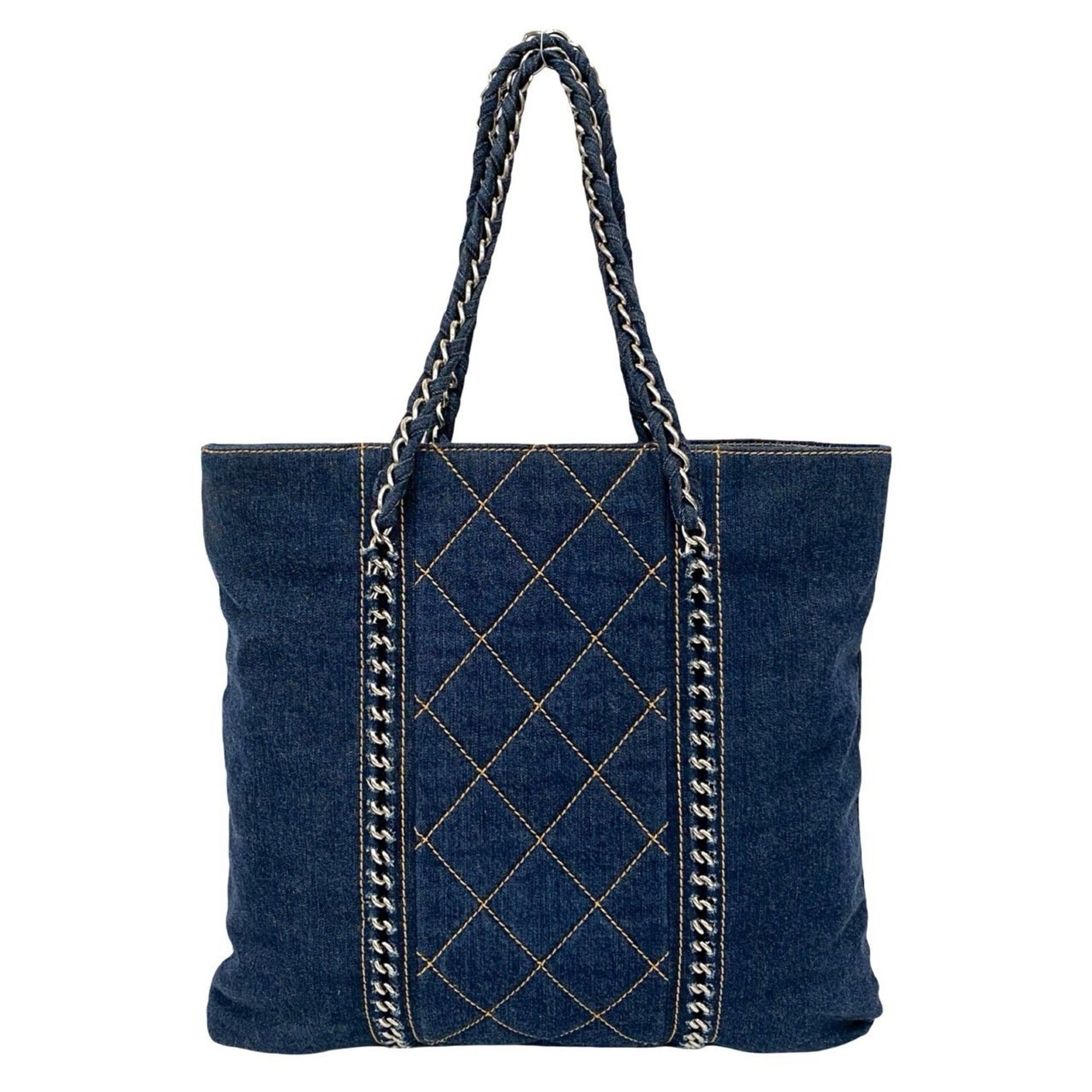Chanel Denim Blue Denim Handbag Shoulder Bag Tote Bag (Pre-Owned)