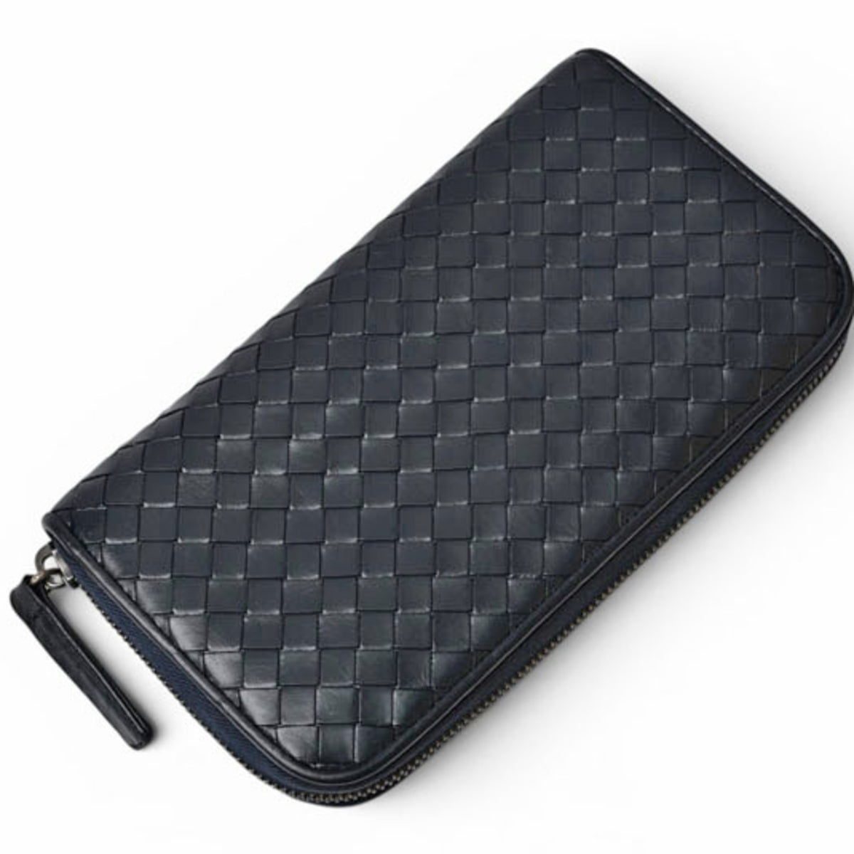 Bottega Veneta Navy Leather Long Wallet (Bi-Fold) (Pre-Owned)