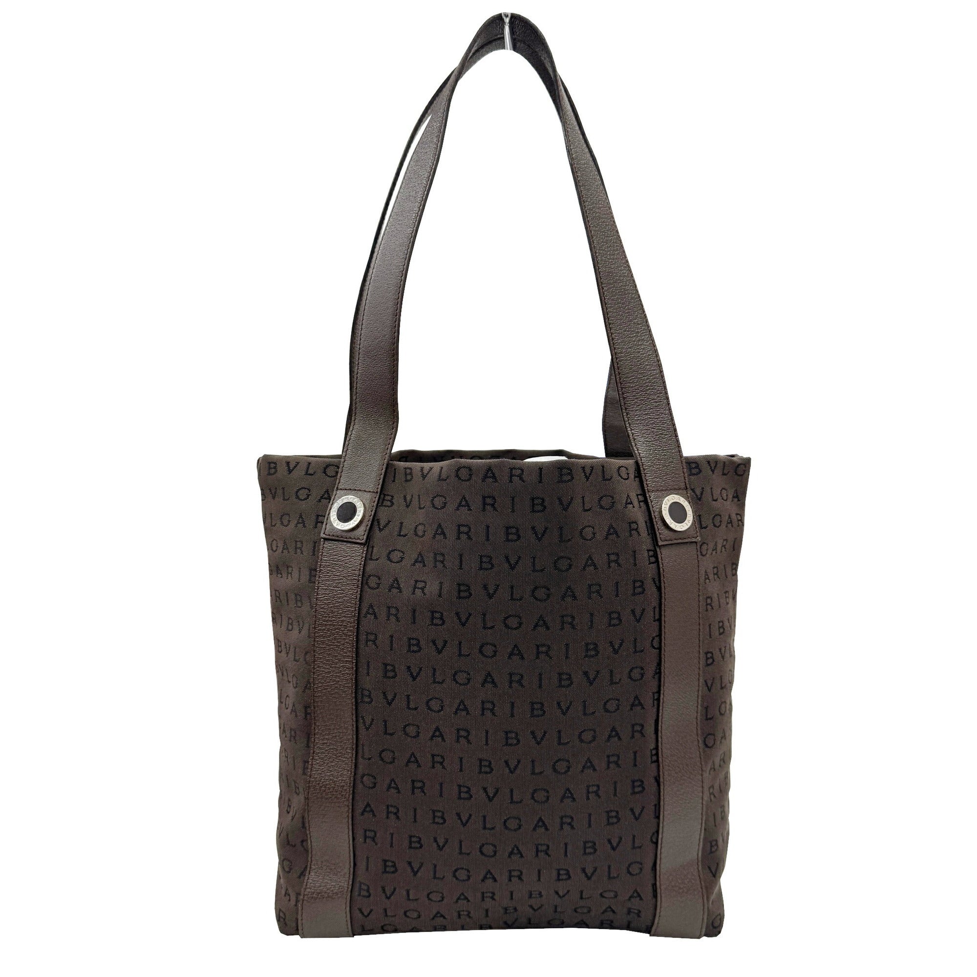Bvlgari Brown Canvas Leather Tote Bag (Pre-Owned)