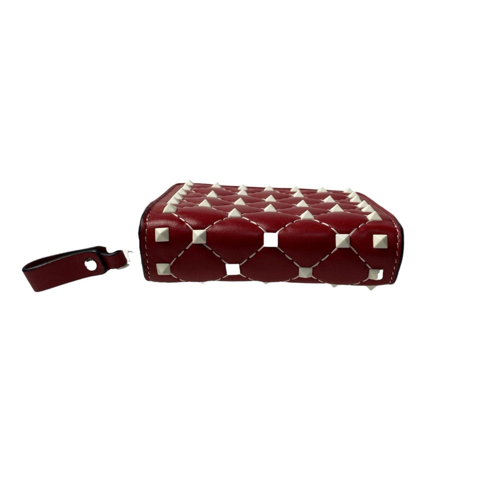 Valentino Garavani Red Color White Leather Wallet (Bi-Fold) (Pre-Owned)