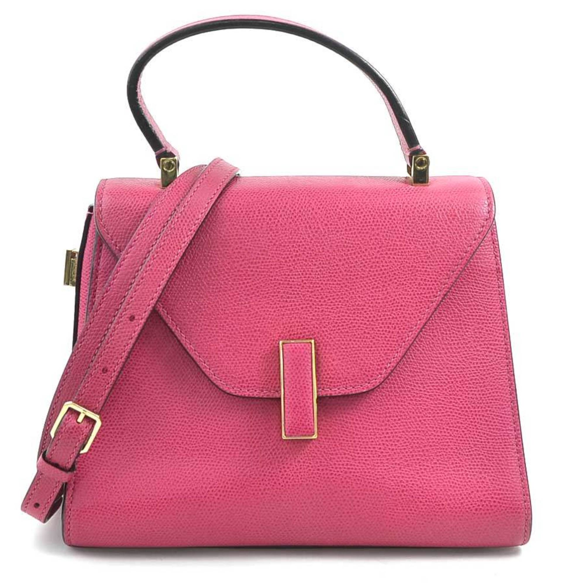 Valextra Magenta Leather Handbag Shoulder Bag (Pre-Owned)
