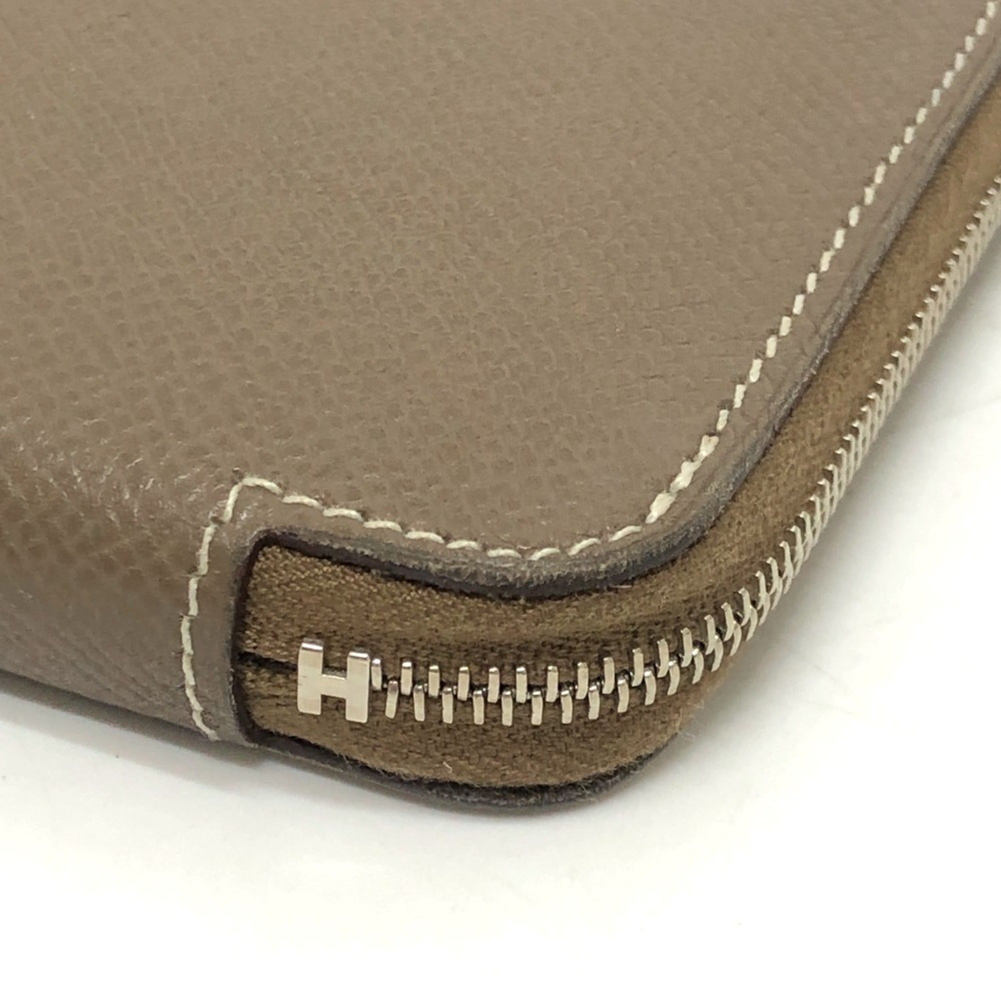 Hermes Brown Etoupe Gray Epsom Leather Long Wallet (Bi-Fold) (Pre-Owned)