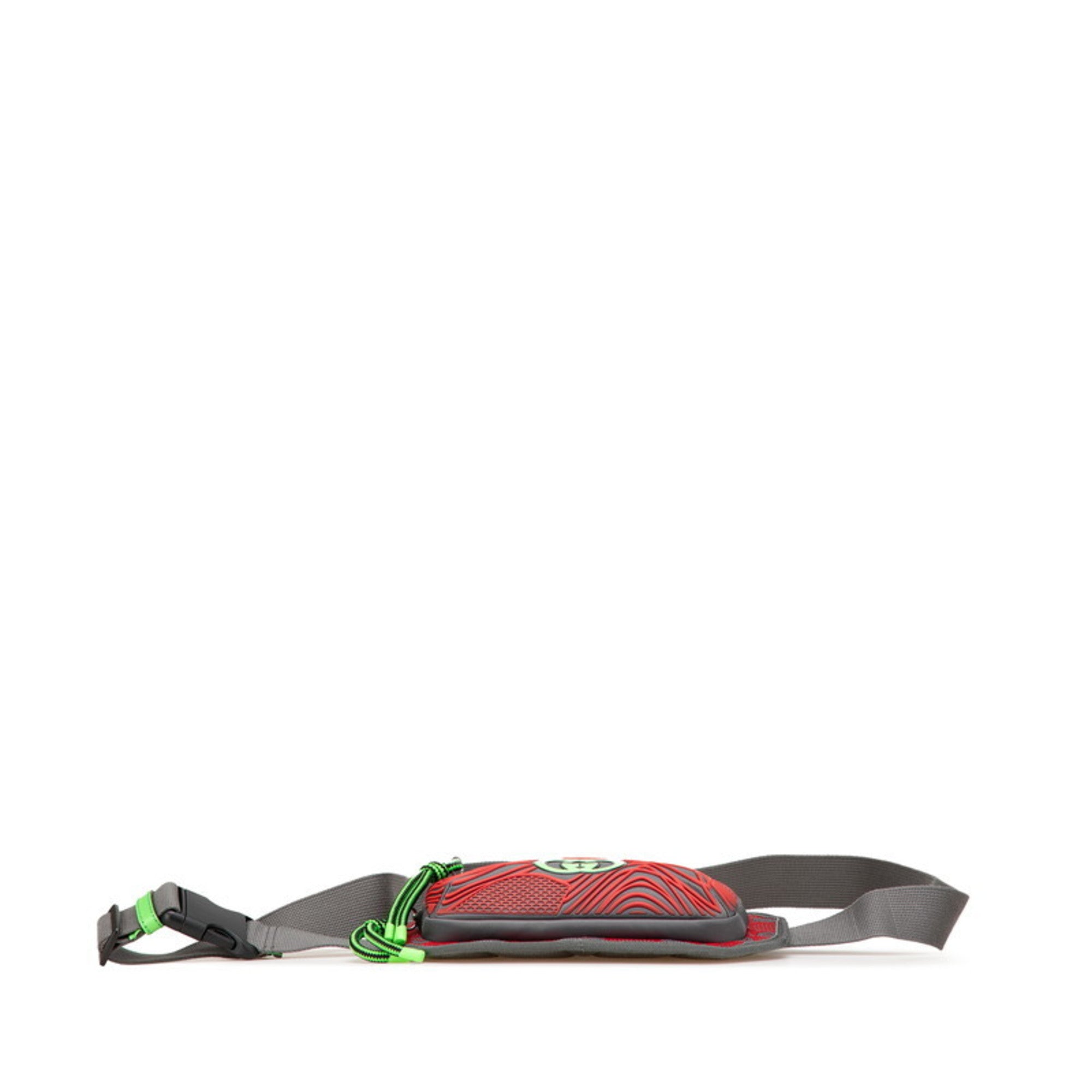 Gucci Gray Red Color Nylon Rubber Fanny Pack Sling Bag (Pre-Owned)