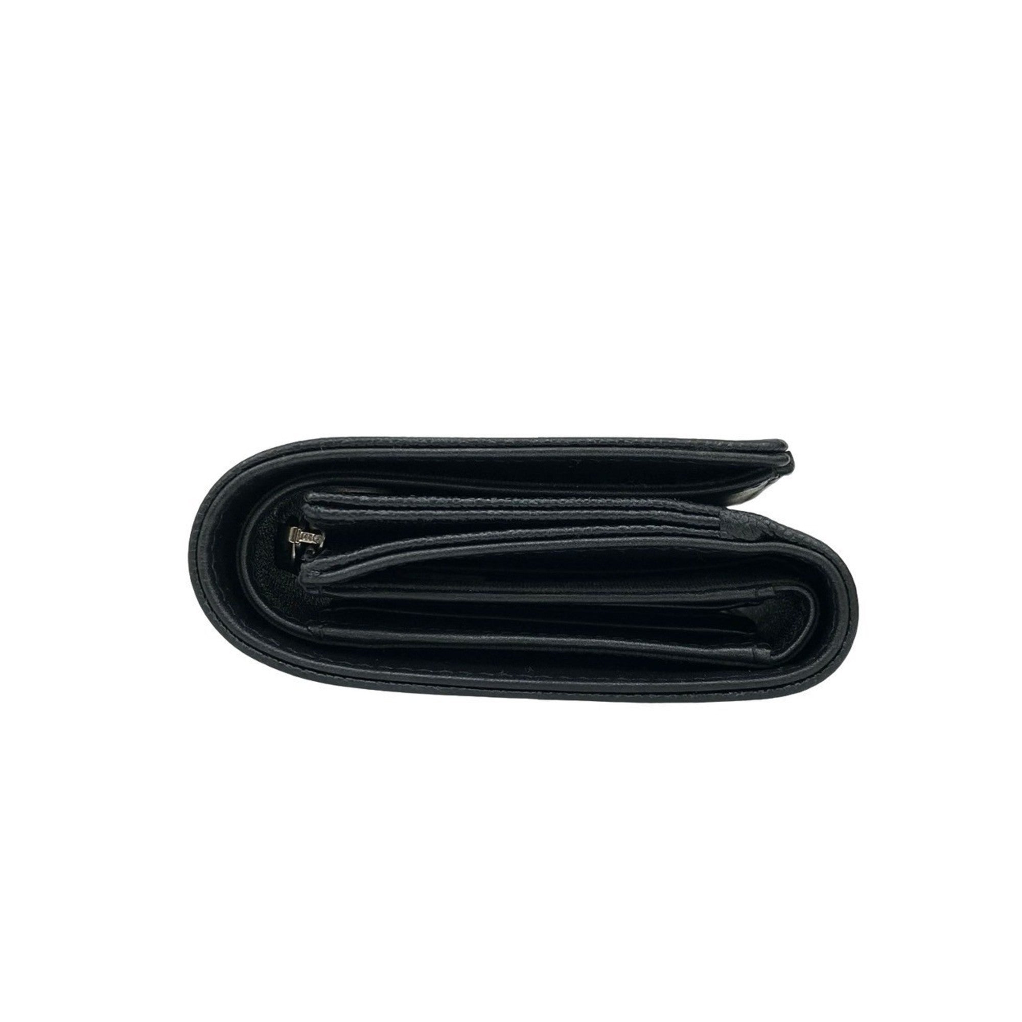Chanel Black Grained Calfskin Wallet (Tri-Fold) (Pre-Owned)