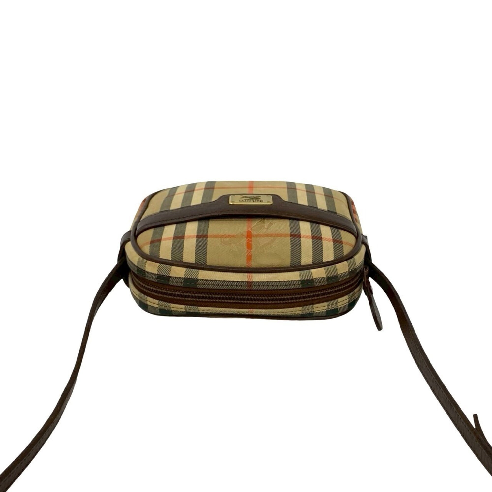 Burberry Beige Brown Canvas Leather Shoulder Bag (Pre-Owned)