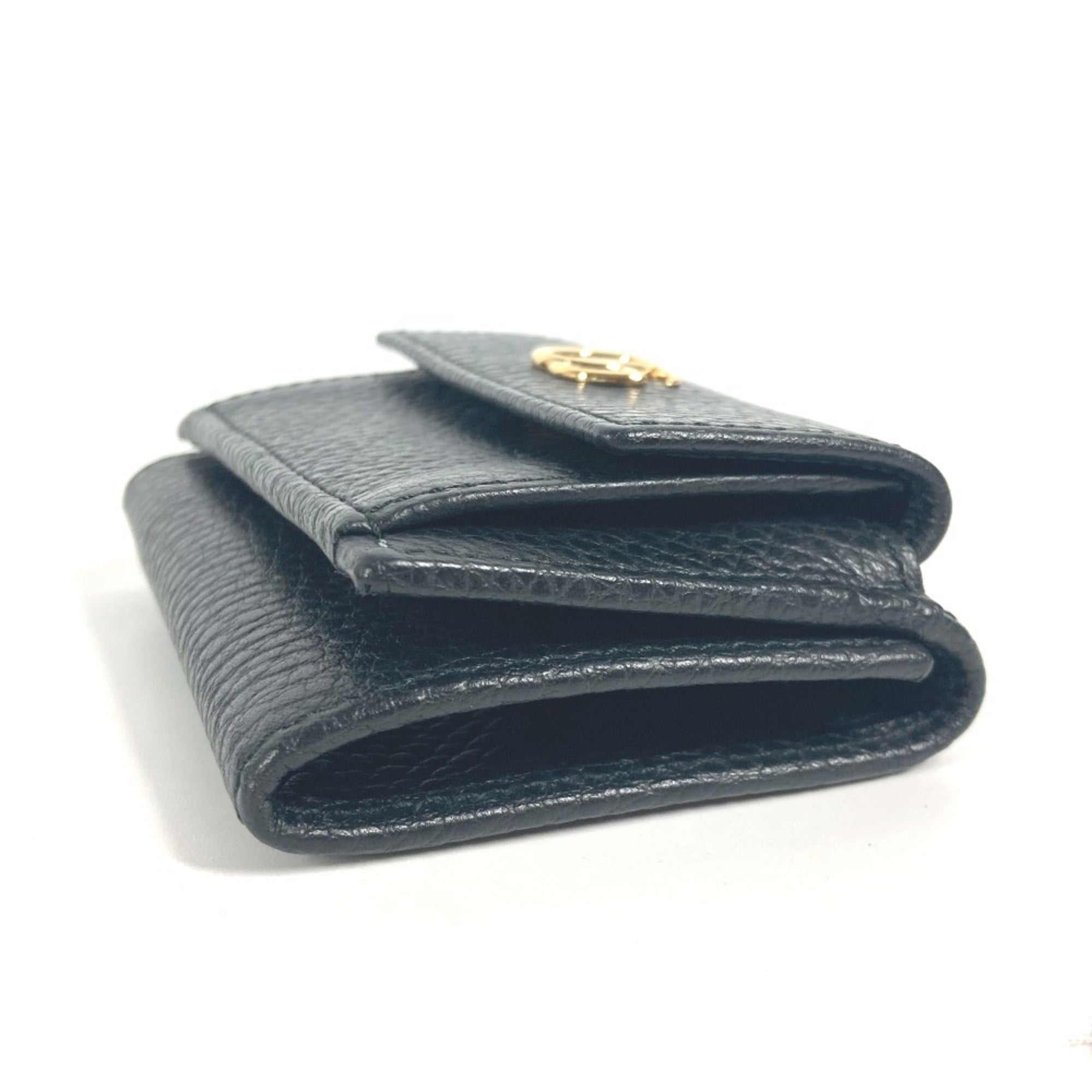 Gucci Gold Black Leather Wallet (Tri-Fold) (Pre-Owned)