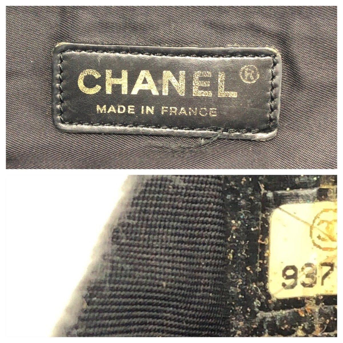 Chanel Black Nylon Leather Shoulder Bag Tote Bag (Pre-Owned)