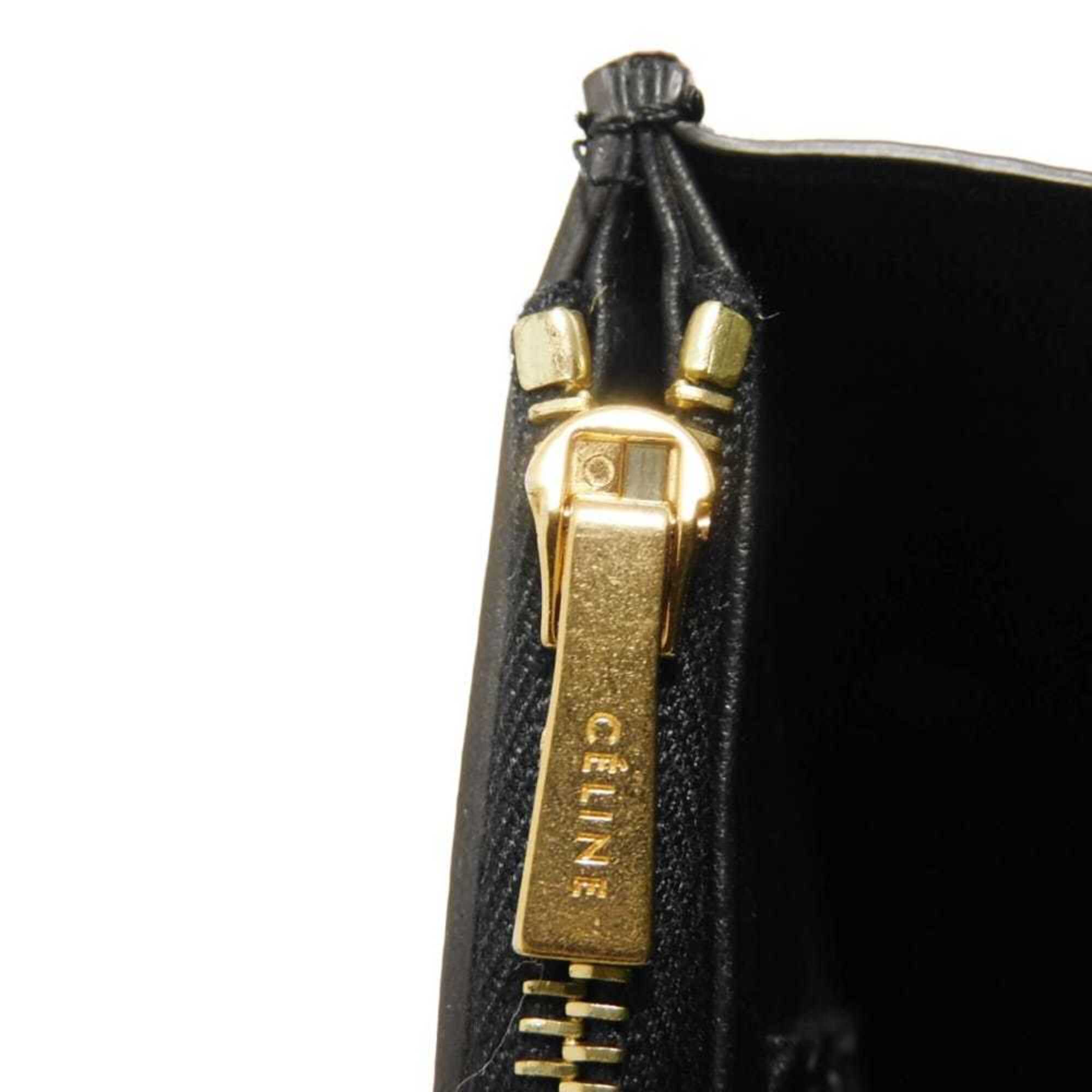 Celine Black White Leather Clutch Bag Shoulder Bag (Pre-Owned)