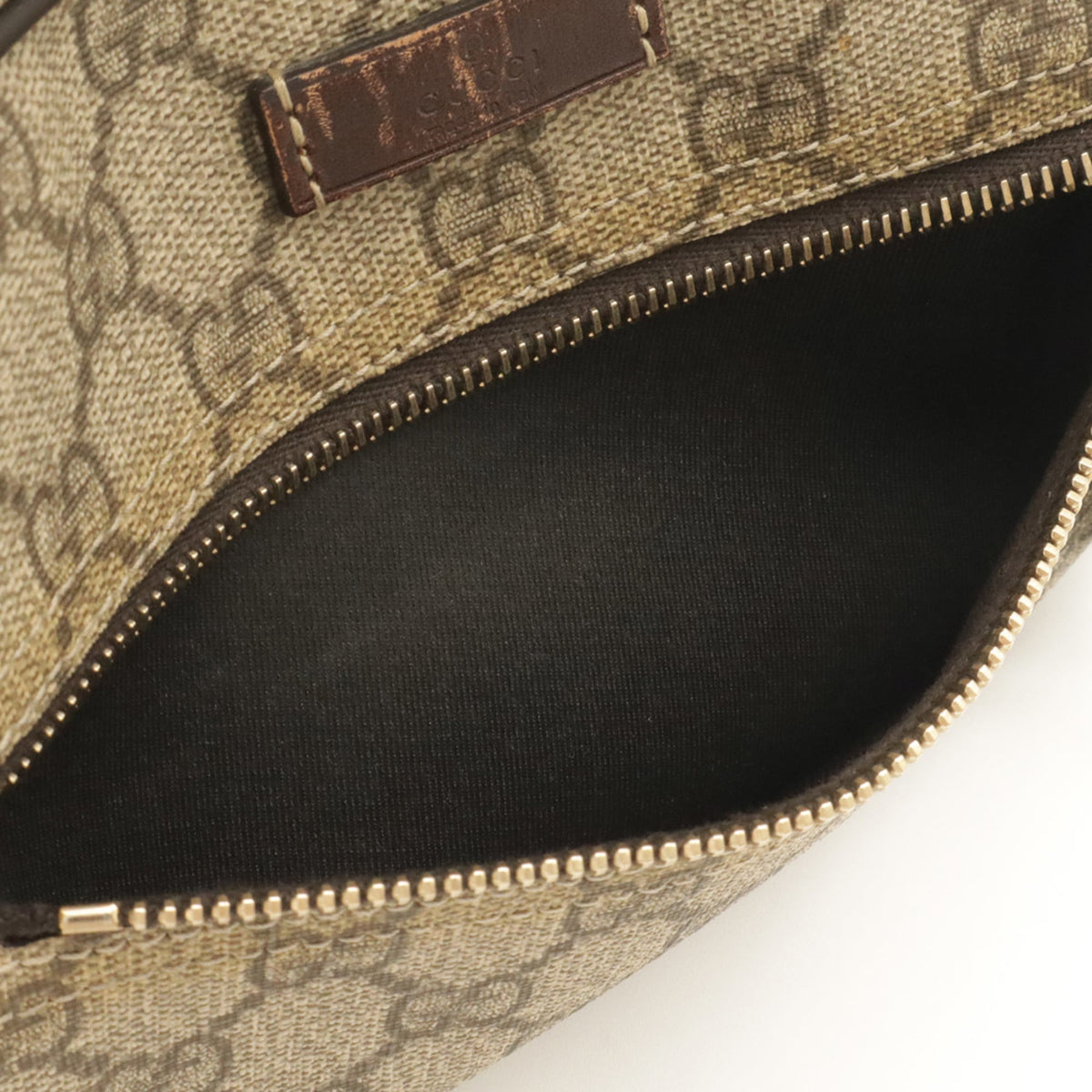 Gucci Beige Dark Brown Khaki Gg Supreme Canvas Leather Pochette Shoulder Bag (Pre-Owned)