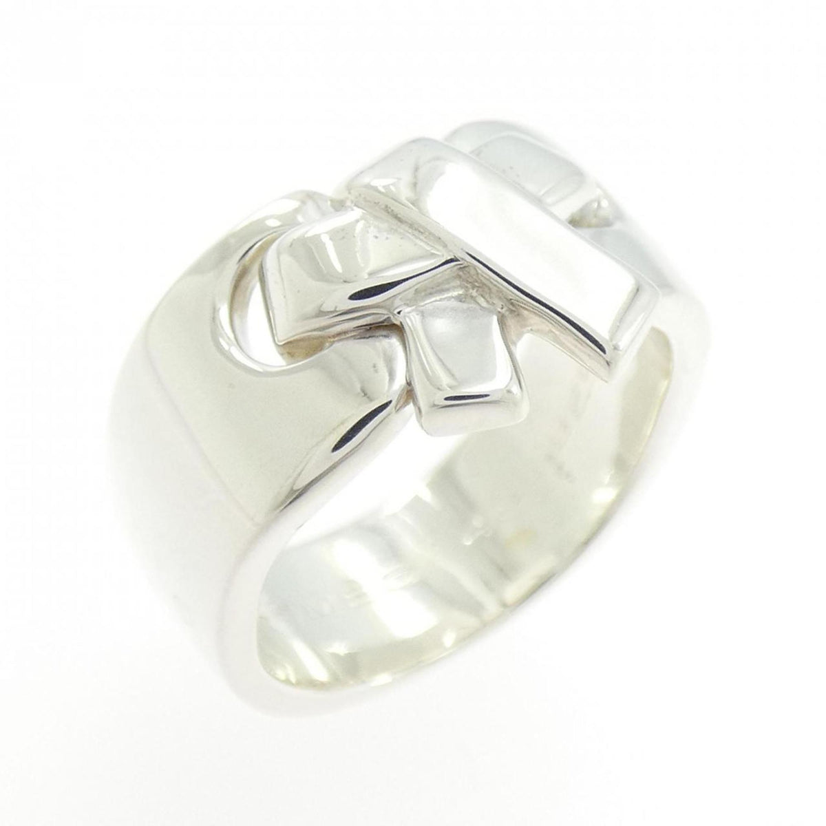Hermes Silver 925 Band Ring (Pre-Owned)