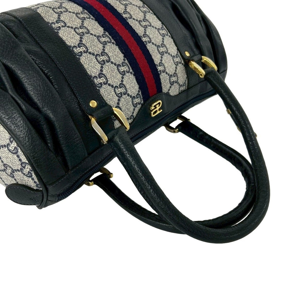 Gucci Navy Red Color Pvc Leather Handbag (Pre-Owned)