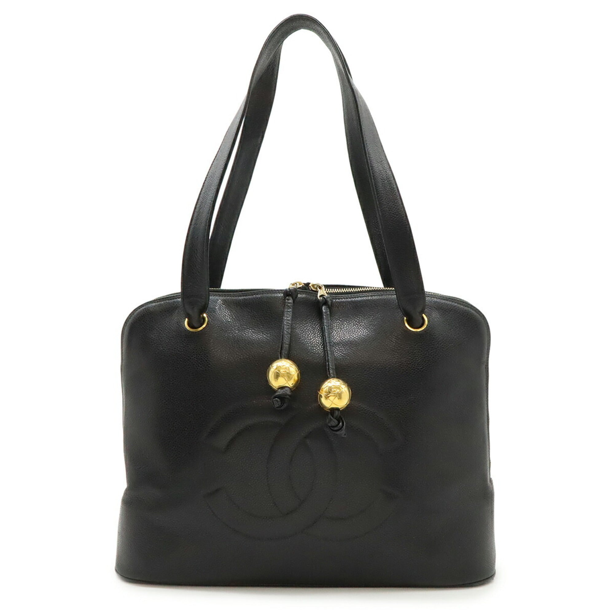 Chanel Black Grained Calfskin Shoulder Bag Tote Bag (Pre-Owned)