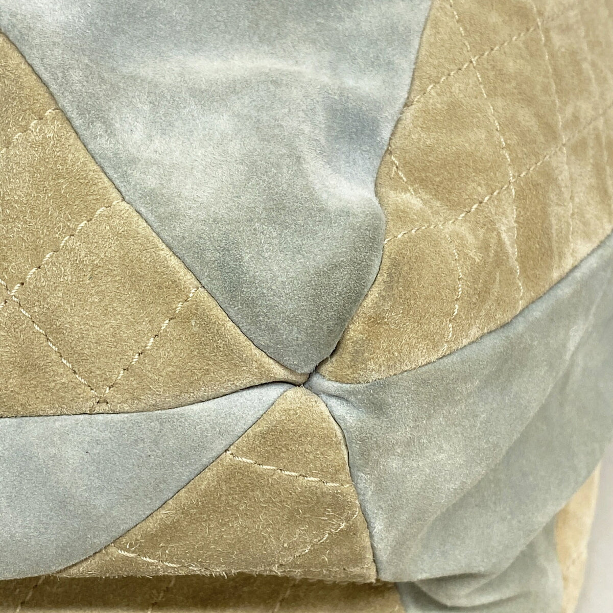 Chanel Beige Blue Green Suede Shoulder Bag (Pre-Owned)