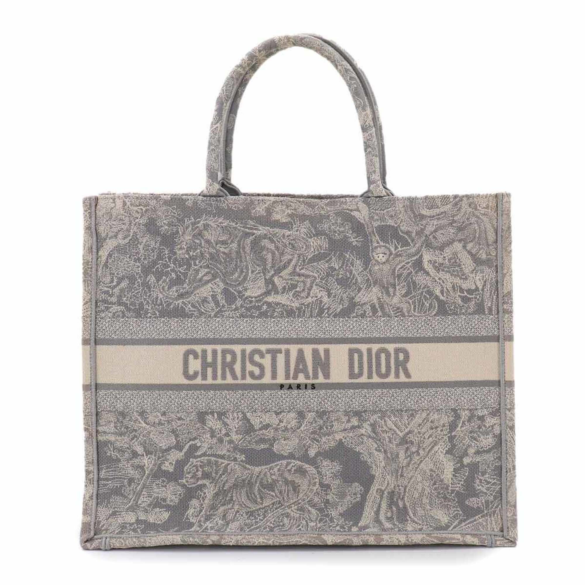 Christian Dior Gray Canvas Handbag Tote Bag (Pre-Owned)