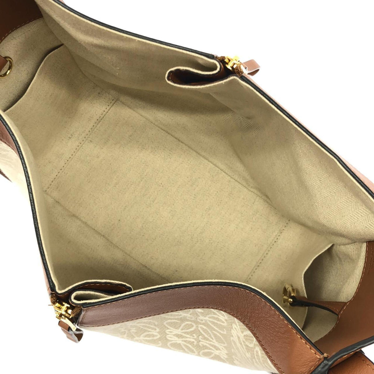 Loewe Beige Gold Canvas Leather Jacquard Shoulder Bag (Pre-Owned)
