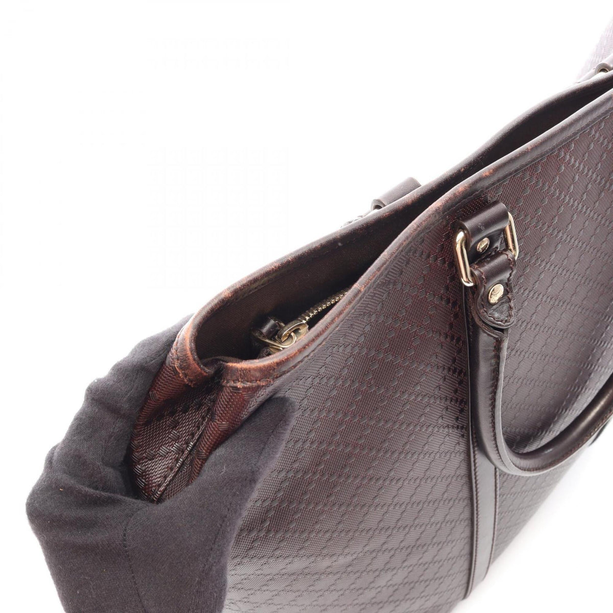 Gucci Brown Coated Canvas Leather Handbag Tote Bag (Pre-Owned)