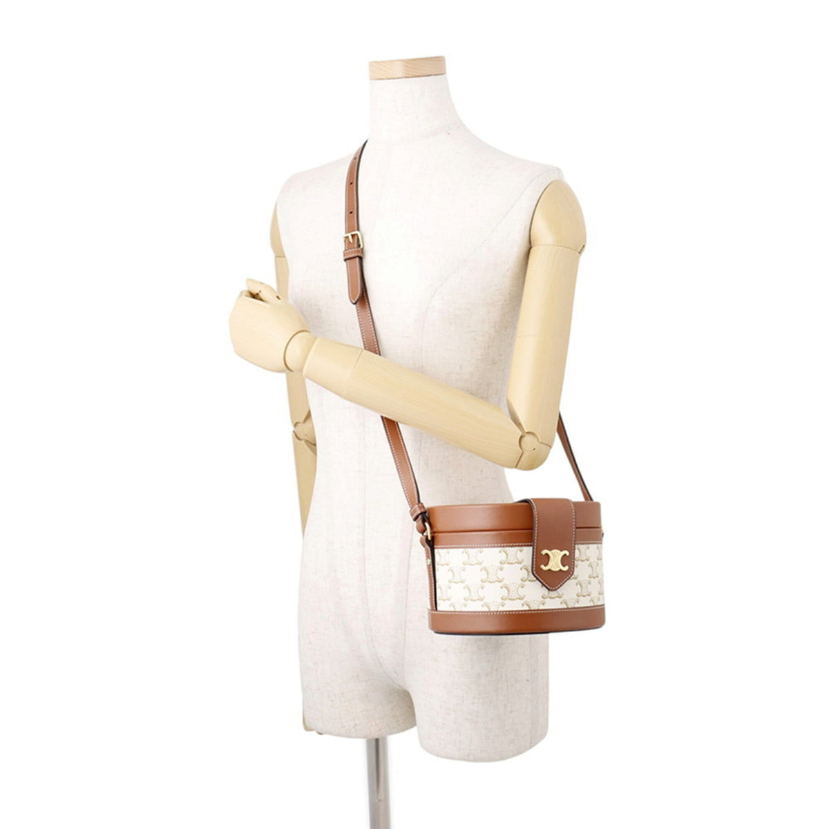 Celine Beige Brown Leather Pvc Handbag Shoulder Bag (Pre-Owned)