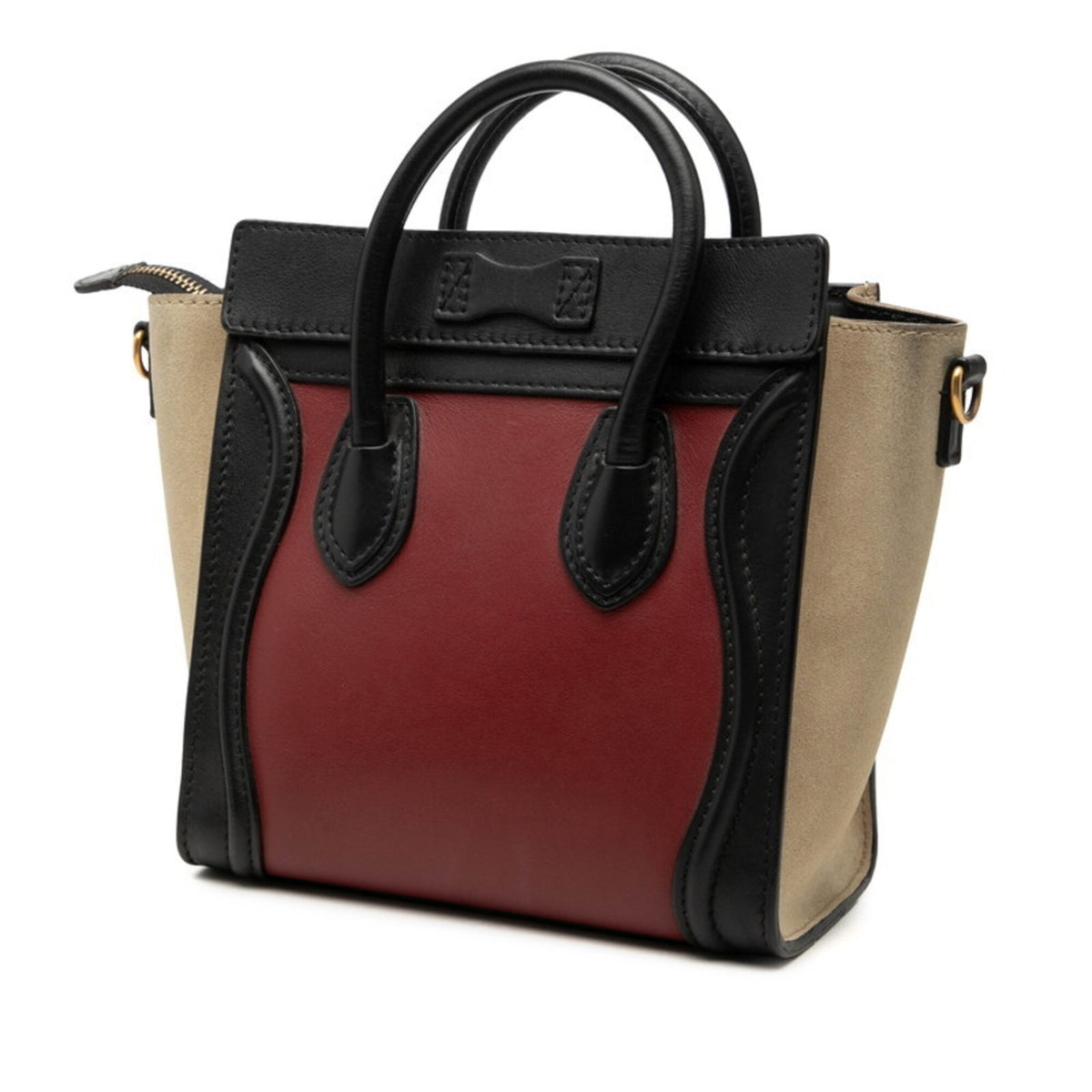 Celine Beige Black Red Color Suede Leather Handbag Shoulder Bag (Pre-Owned)