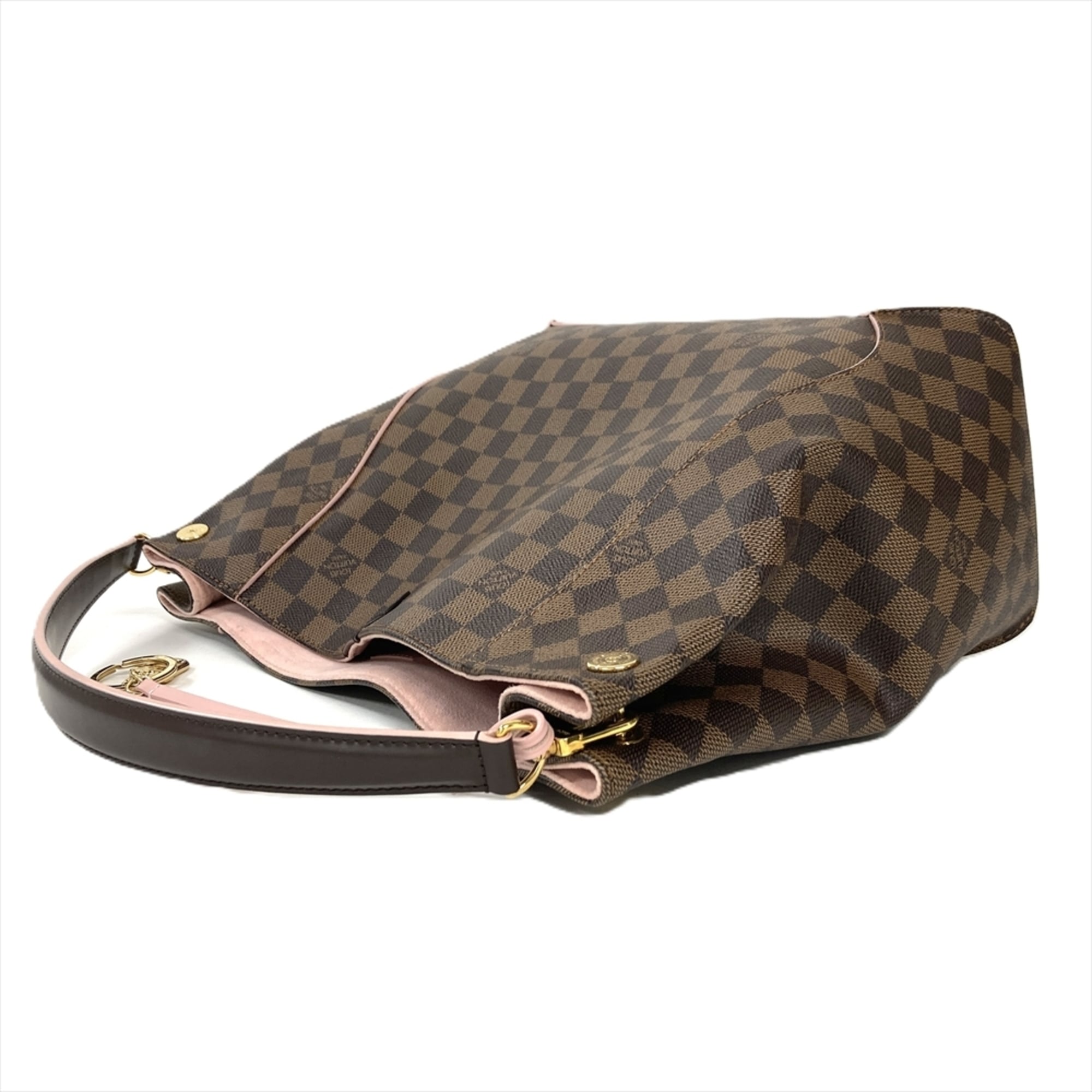 Louis Vuitton Brown Damier Canvas Ebene Pink Rose Ballerine Damier Canvas Shoulder Bag (Pre-Owned)
