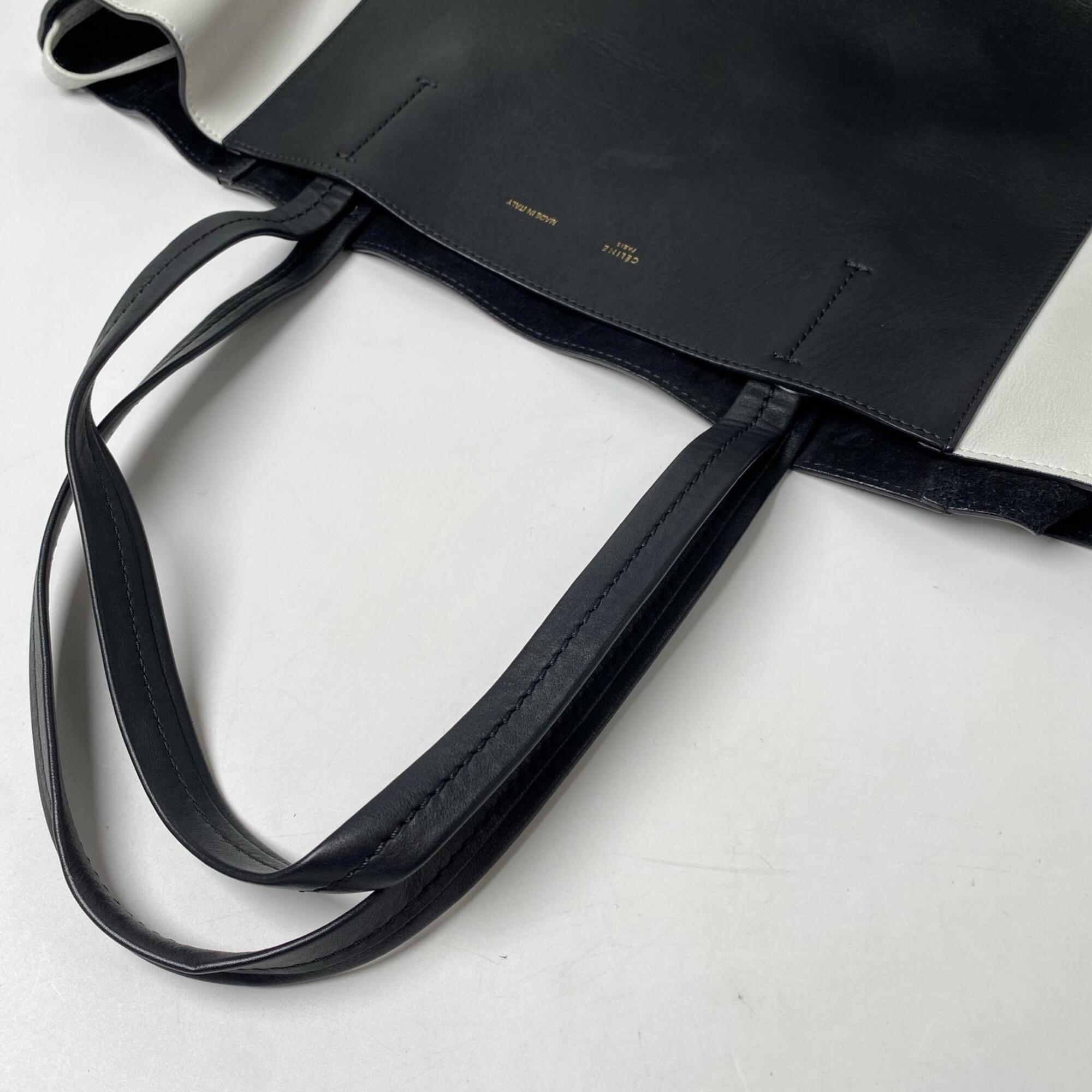 Celine Black White Leather Pouch Tote Bag (Pre-Owned)