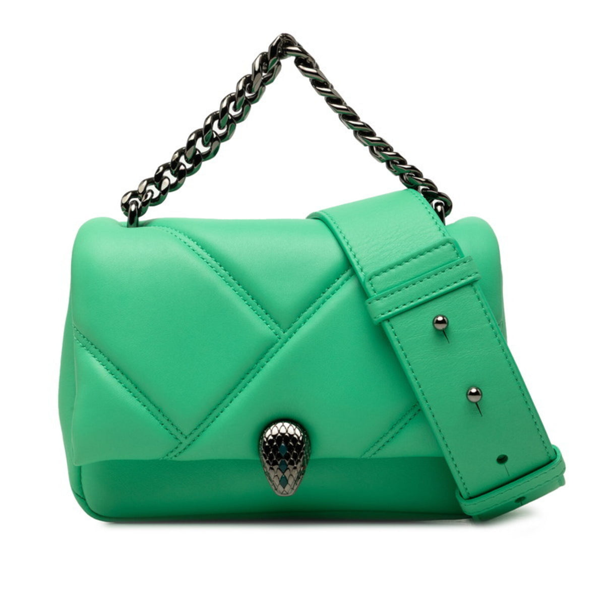Bvlgari Green Leather Handbag Shoulder Bag (Pre-Owned)