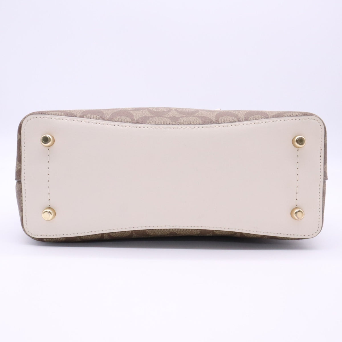 Coach Beige White Signature Line Handbag (Pre-Owned)