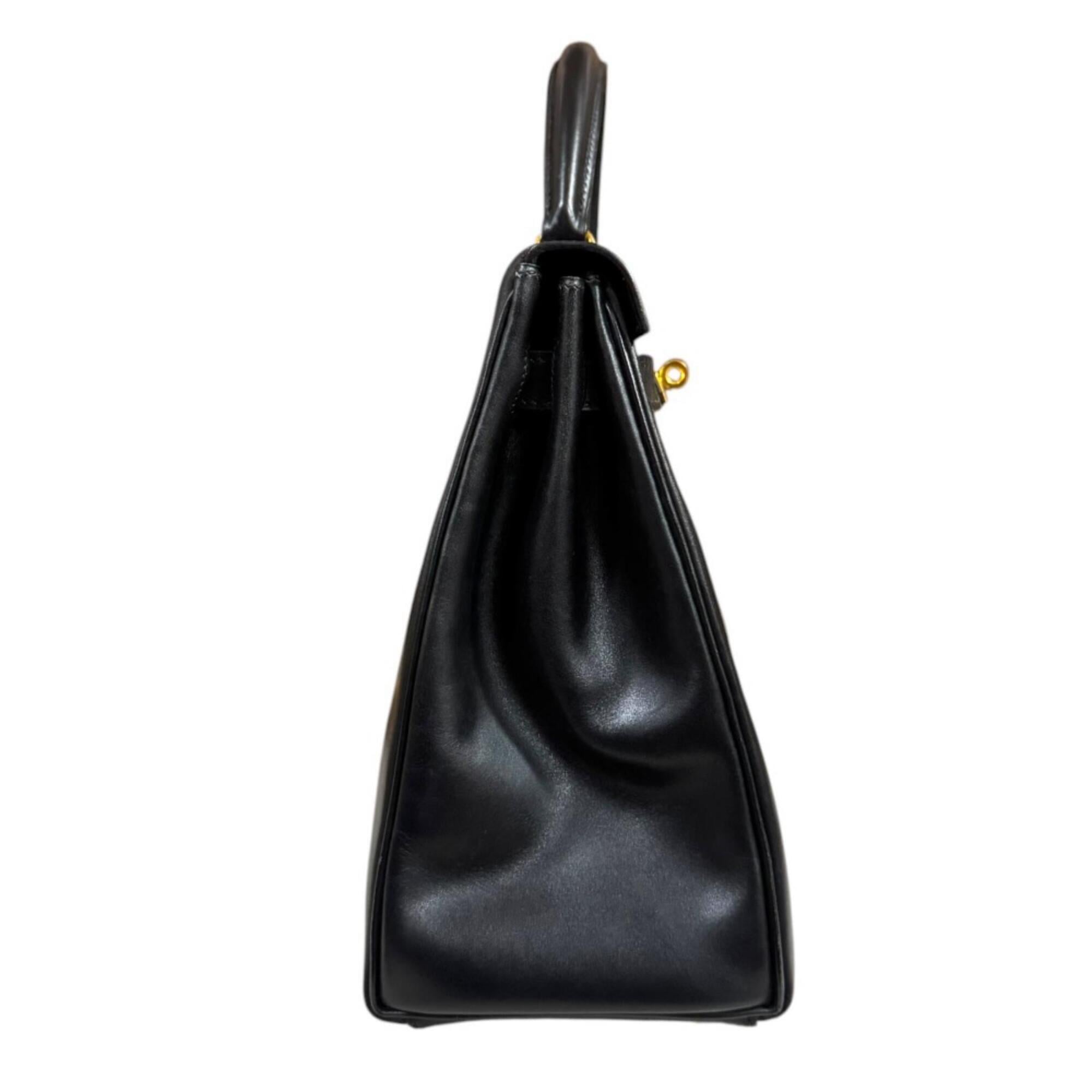 Hermes Black Box Calf Leather Shoulder Bag (Pre-Owned)