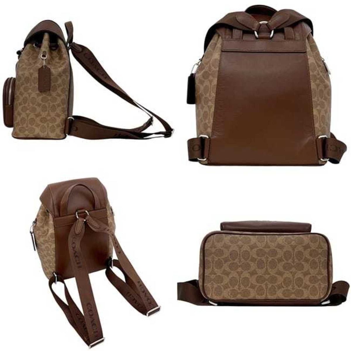 Coach Beige Brown Pvc Leather Backpack (Pre-Owned)