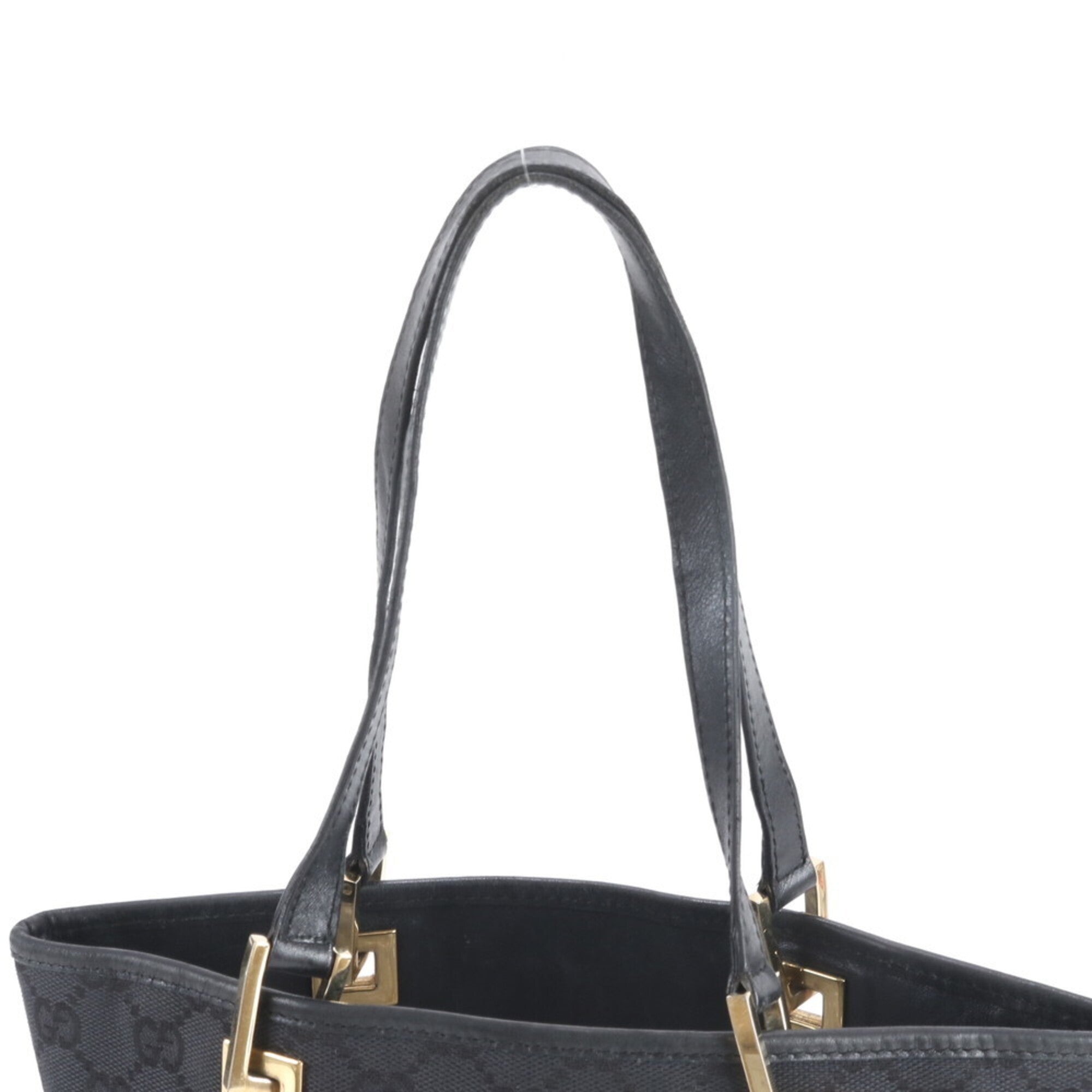 Gucci Black Canvas Leather Handbag Tote Bag (Pre-Owned)