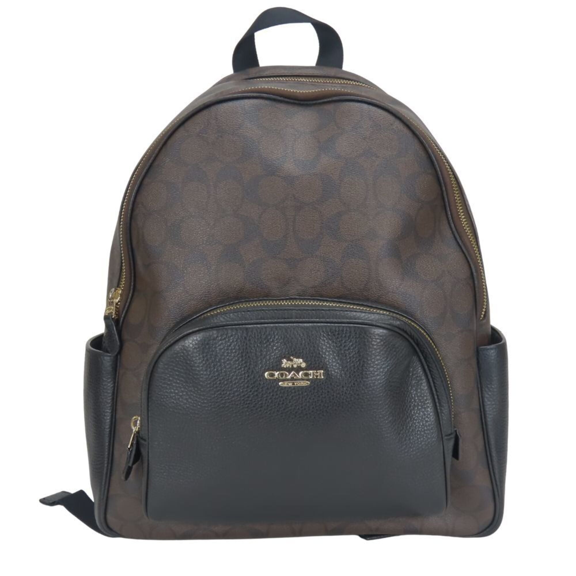 Coach Signature Black Dark Brown Pvc Leather Backpack (Pre-Owned)
