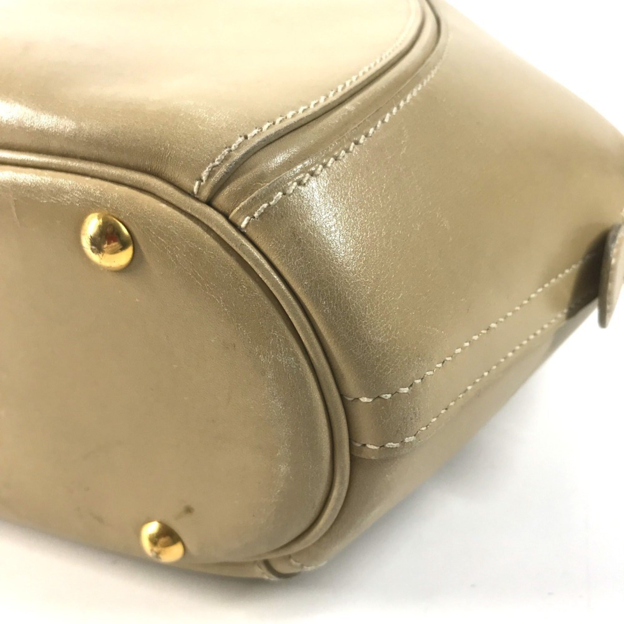 Hermes Beige Leather Handbag Tote Bag (Pre-Owned)