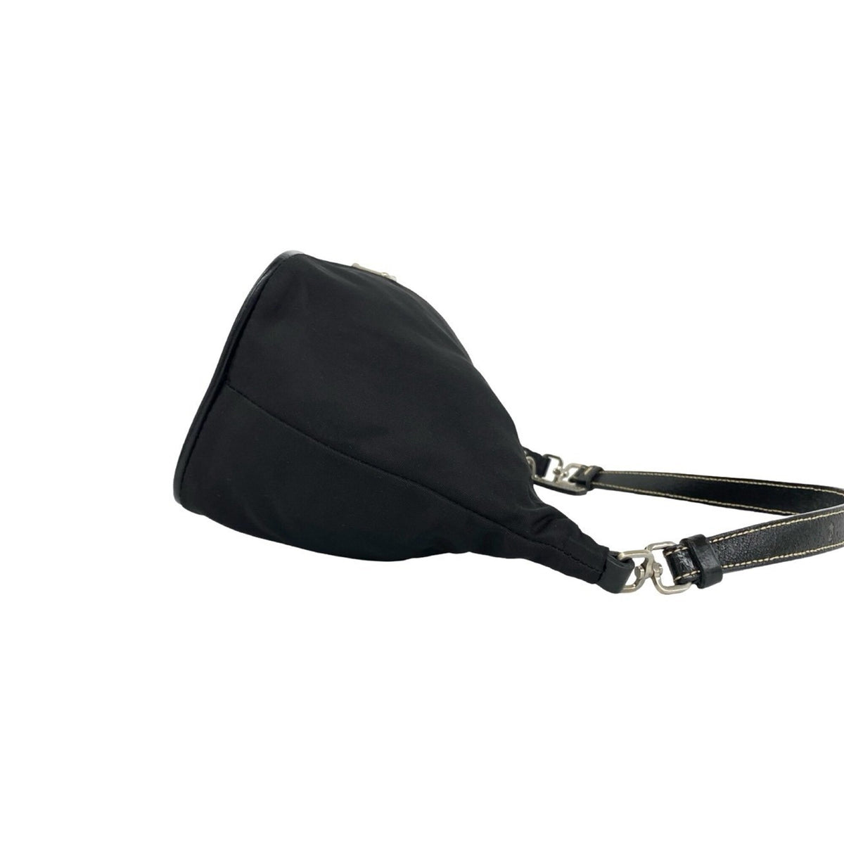 Prada Black Nylon Leather Handbag Shoulder Bag (Pre-Owned)