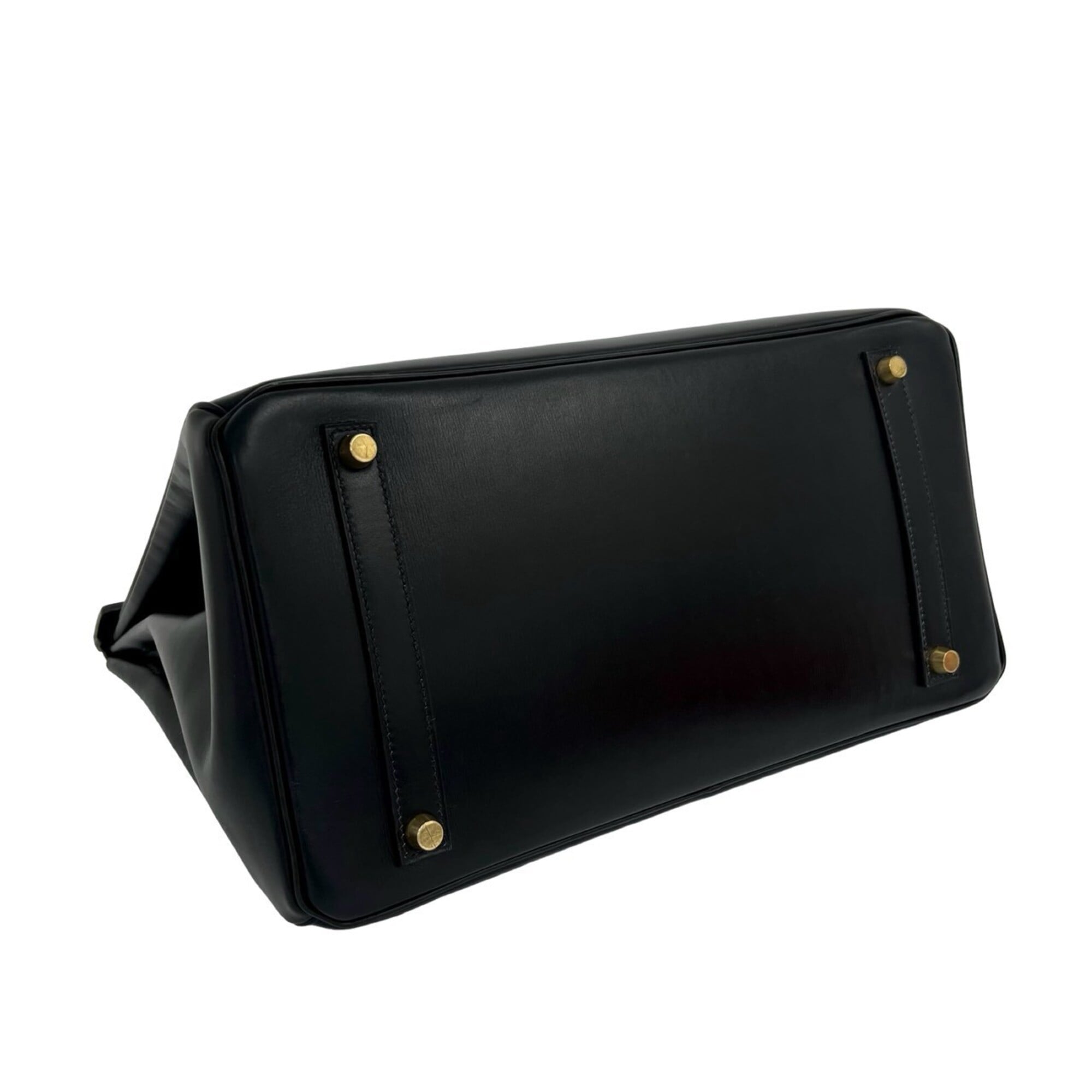 Hermes Black Box Calf Leather Handbag Tote Bag (Pre-Owned)