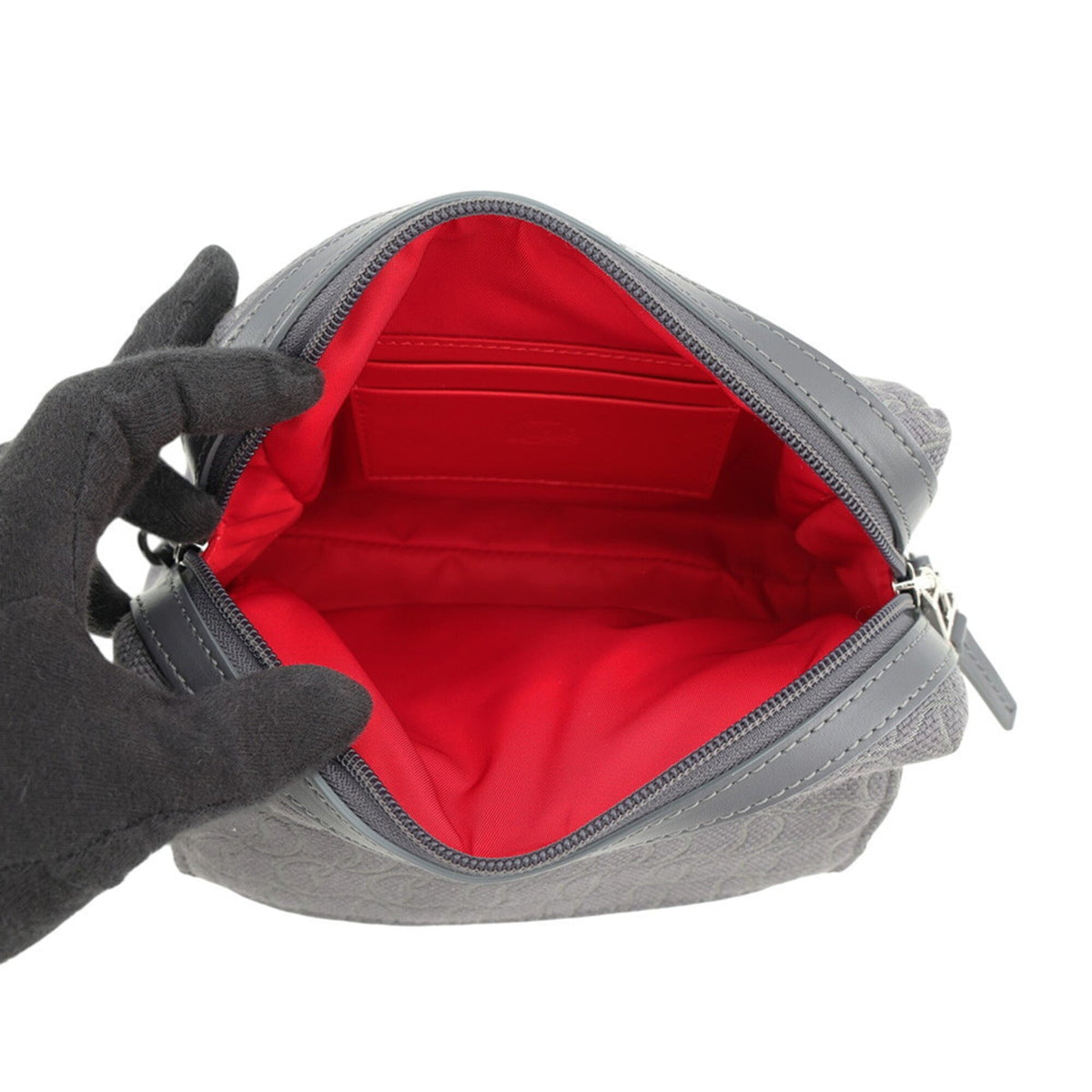 Christian Louboutin Gray Canvas Leather Shoulder Bag (Pre-Owned)