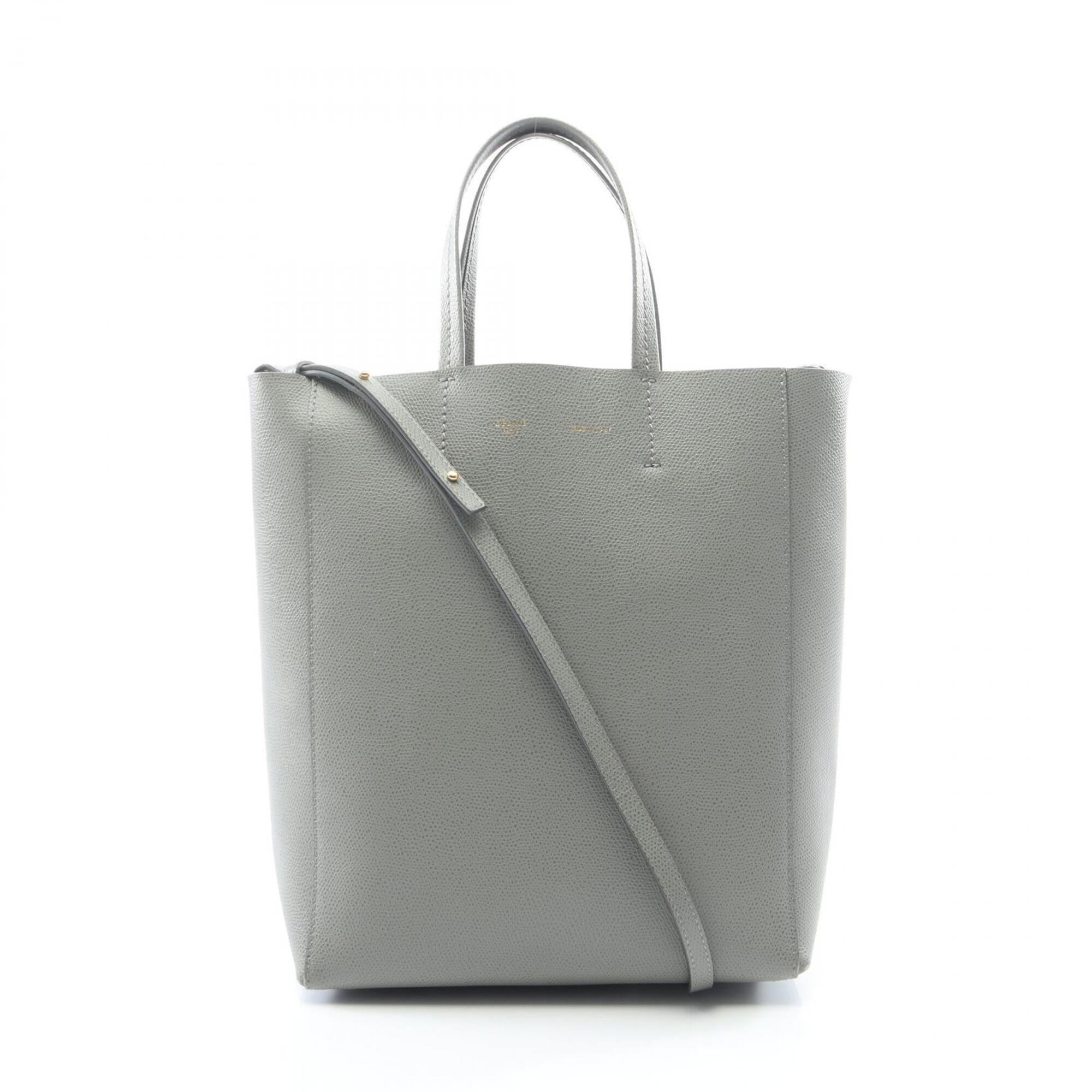 Celine Cabas Gray Leather Handbag Tote Bag (Pre-Owned)