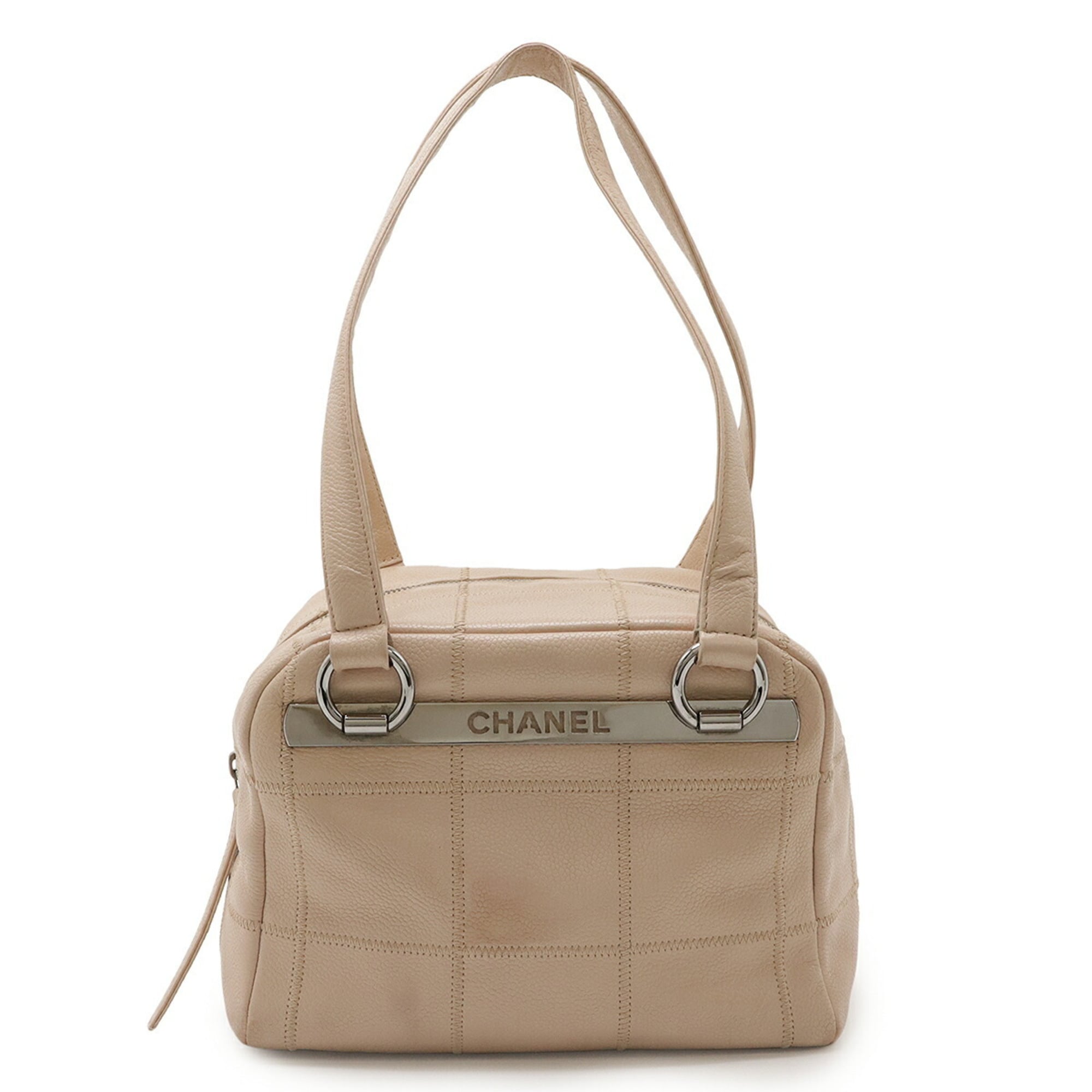 Chanel Pink Beige Grained Calfskin Shoulder Bag (Pre-Owned)