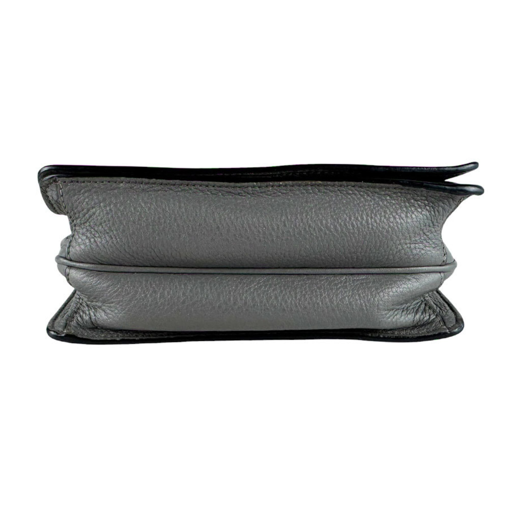 Prada Gray Leather Shoulder Bag (Pre-Owned)
