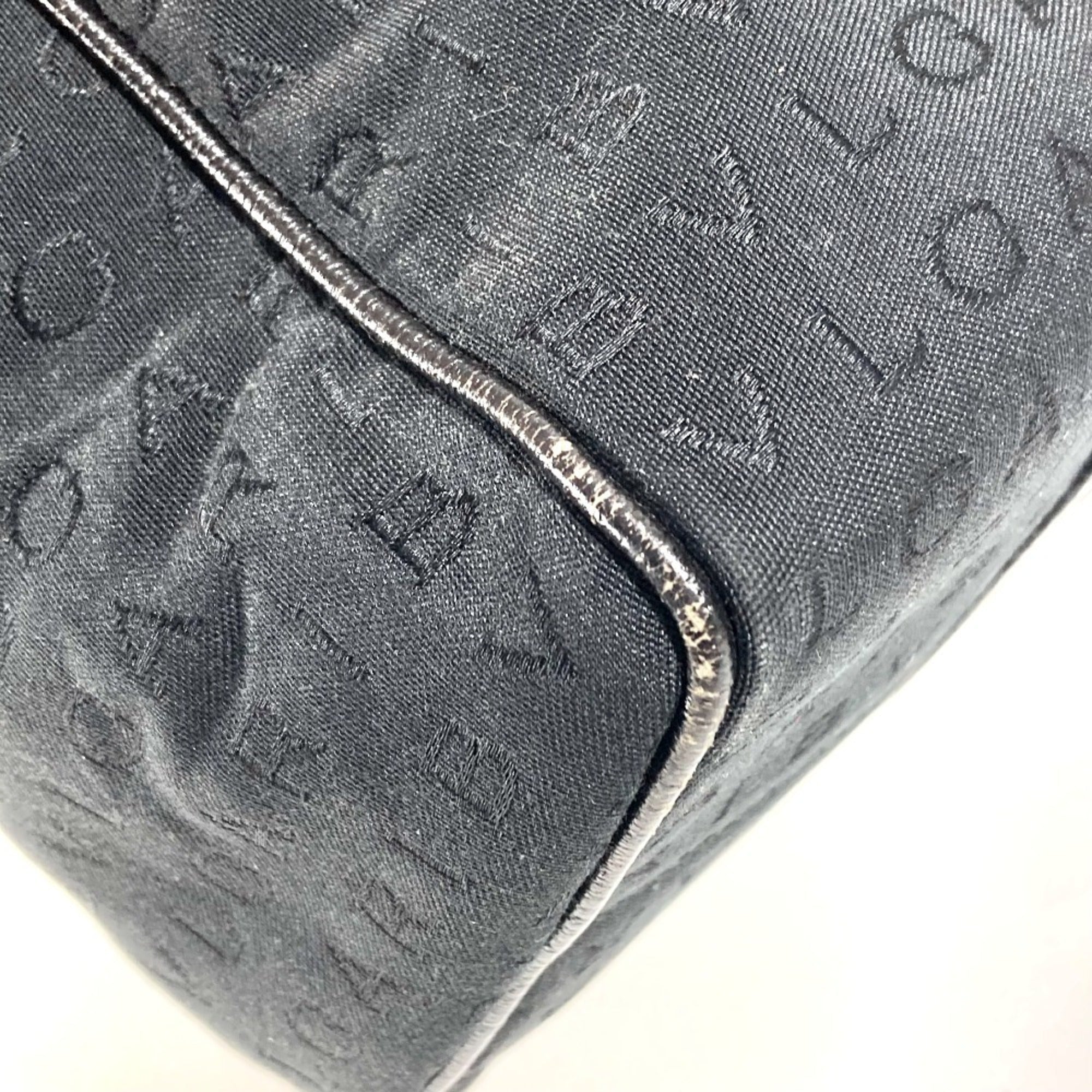 Bvlgari Logomania Black Leather Canvas Shoulder Bag Tote Bag (Pre-Owned)
