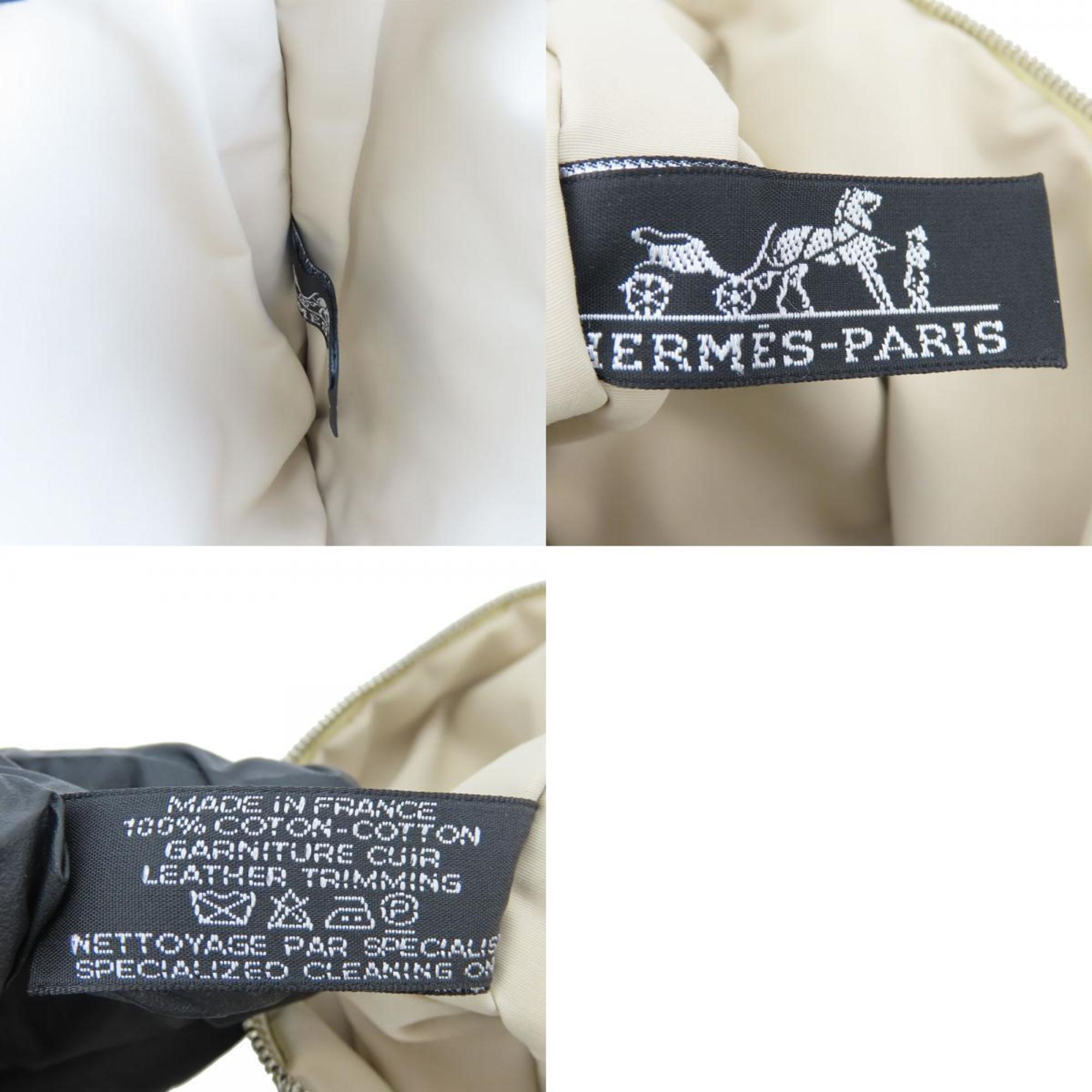 Hermes Ivory Navy Canvas Clutch Bag Pouch (Pre-Owned)