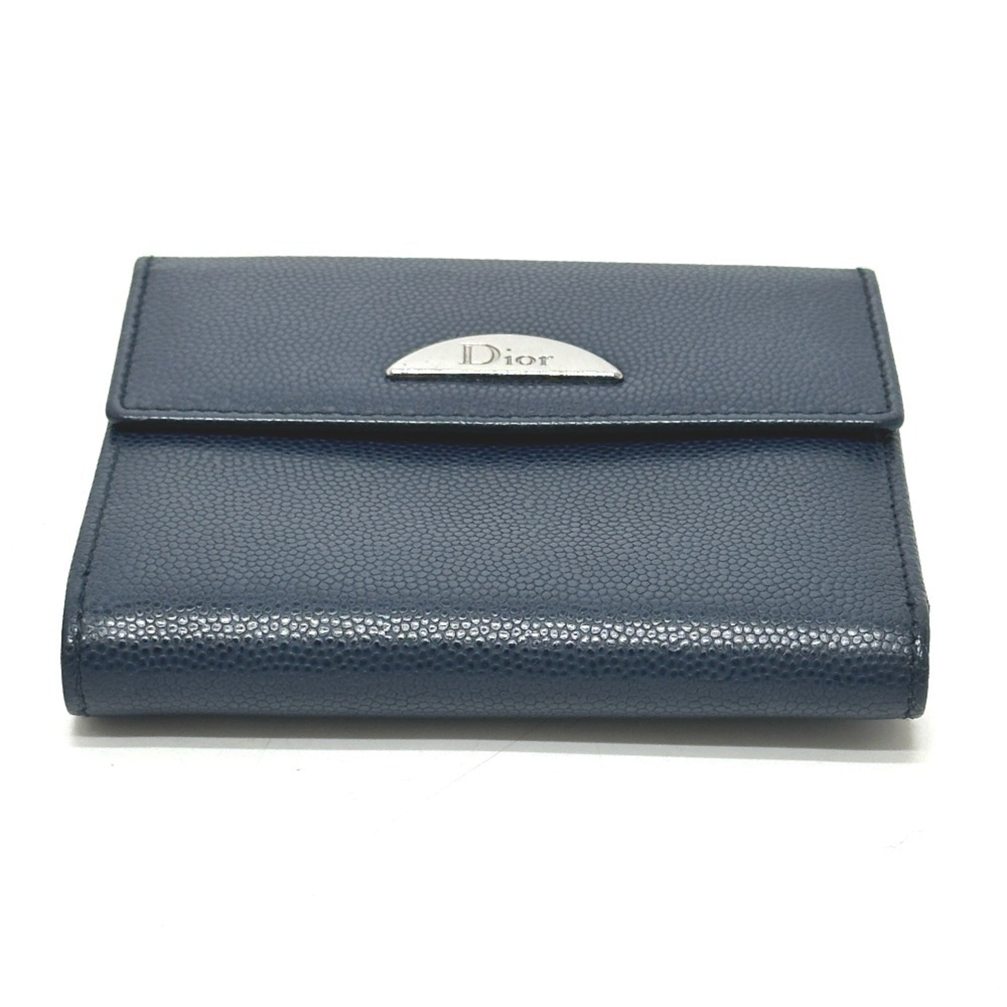 Christian Dior Navy Leather Wallet (Bi-Fold) (Pre-Owned)