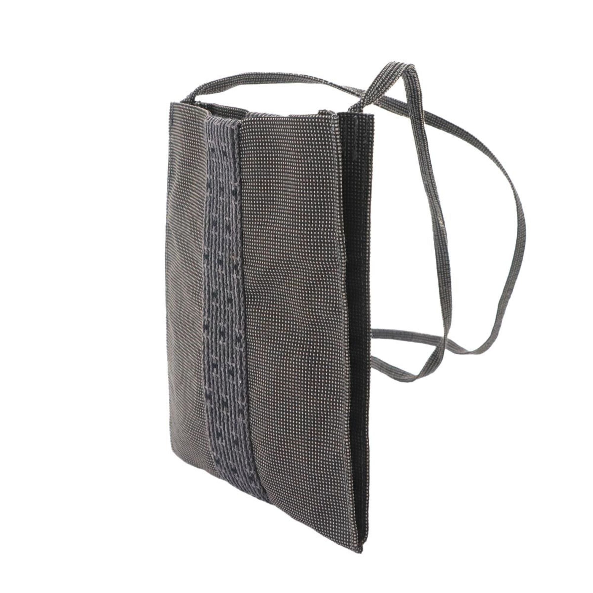 Hermes Gray Canvas Handbag Pochette Shoulder Bag (Pre-Owned)