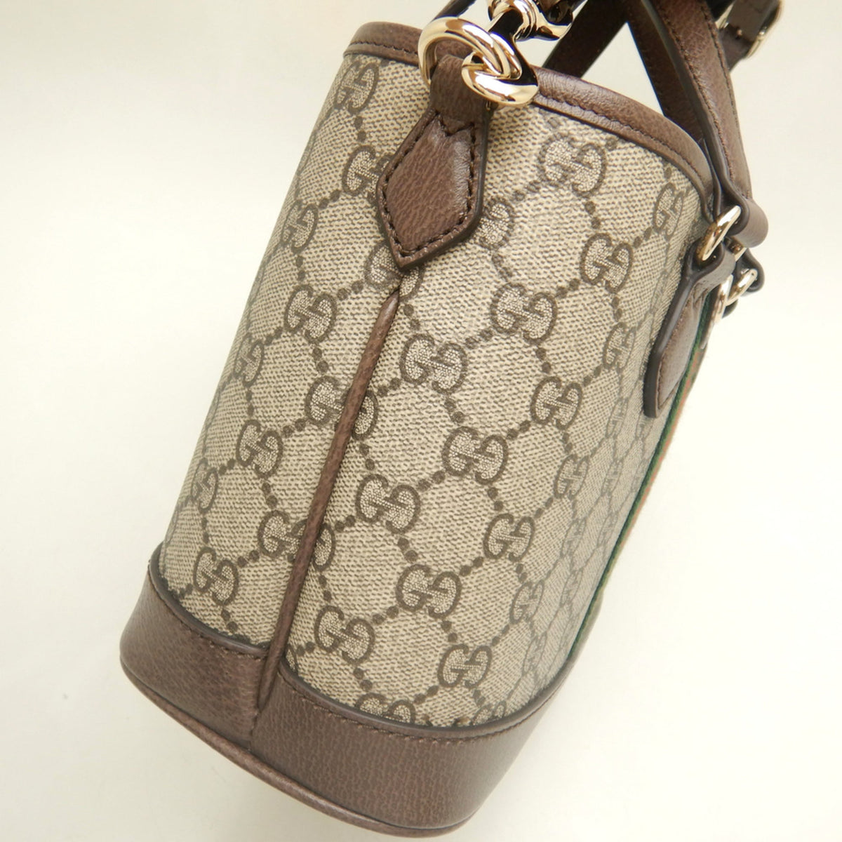 Gucci Beige Gg Supreme Canvas Leather Tote Bag (Pre-Owned)