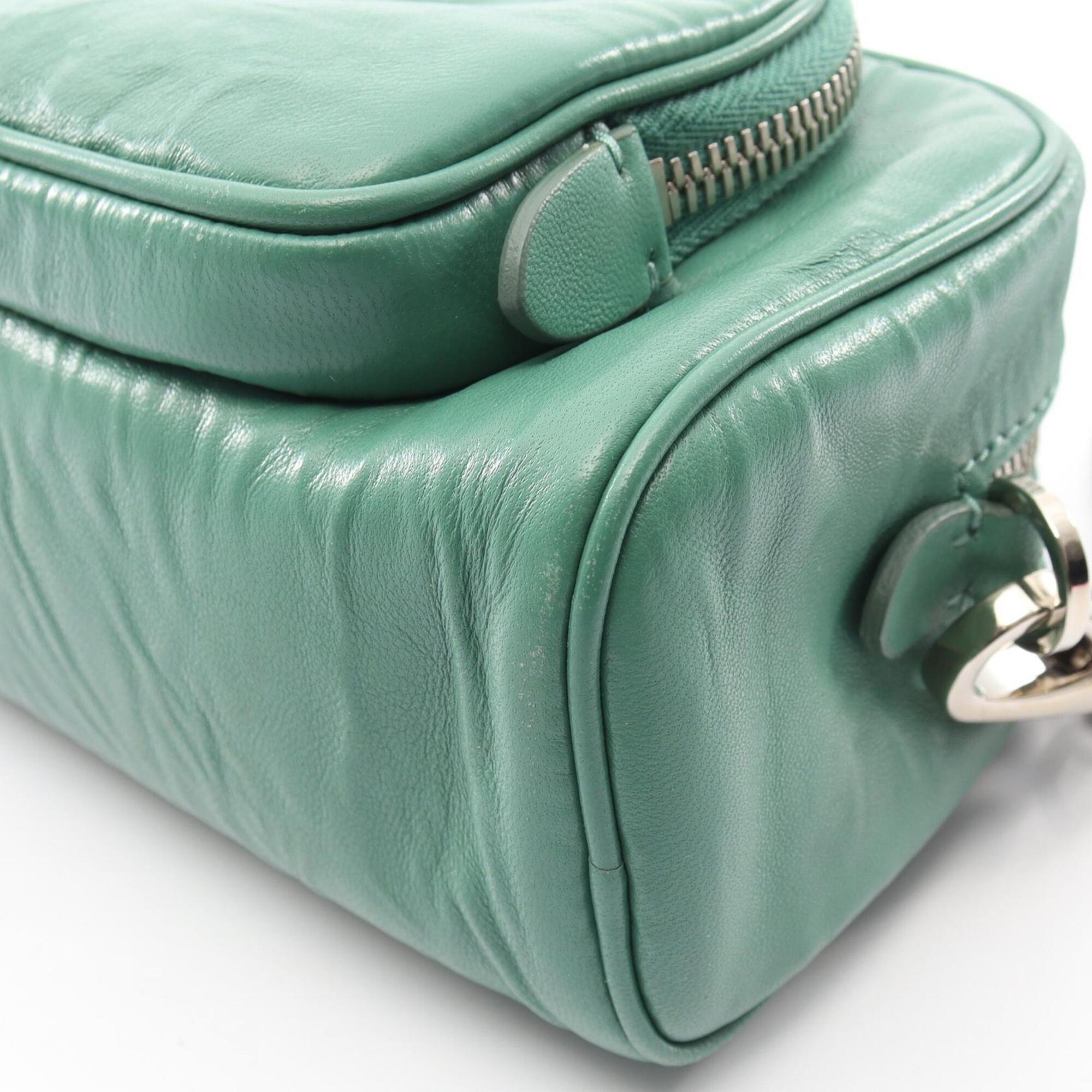 Prada Green Leather Handbag Shoulder Bag (Pre-Owned)