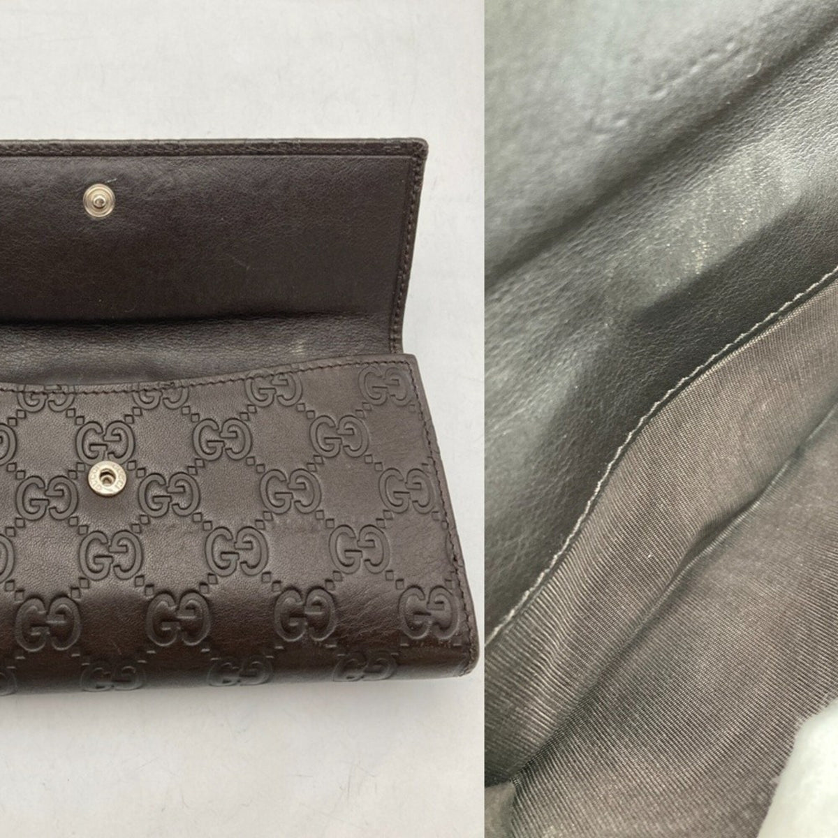 Gucci Dark Brown Leather Long Wallet (Bi-Fold) (Pre-Owned)