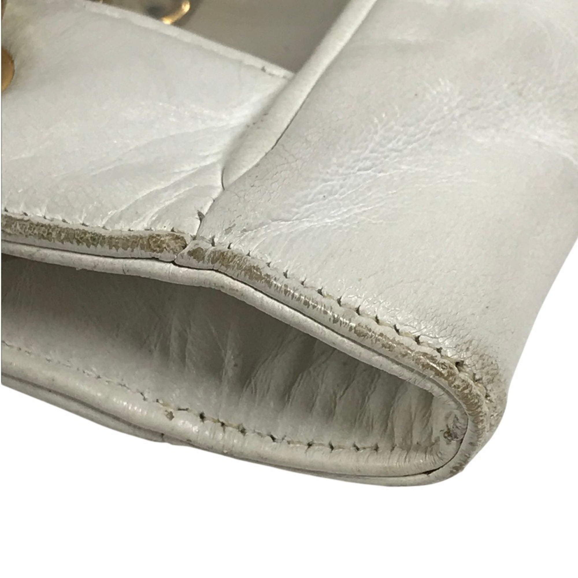 Chanel White Vinyl Leather Shoulder Bag Tote Bag (Pre-Owned)