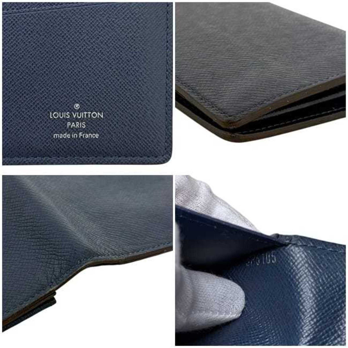 Louis Vuitton Navy Taiga Leather Long Wallet (Bi-Fold) (Pre-Owned)