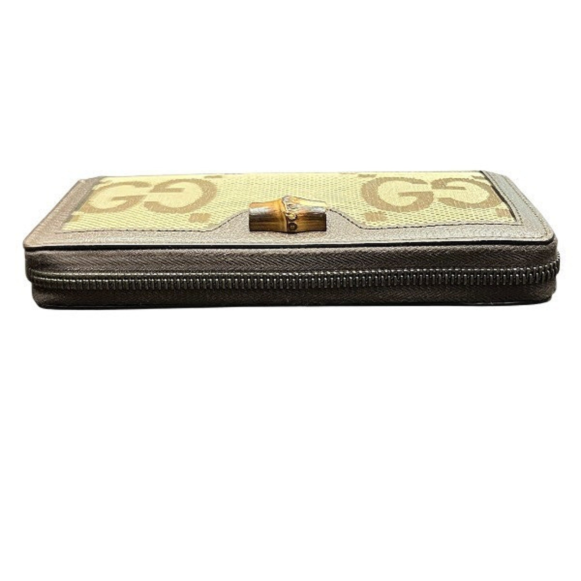 Gucci Brown Bamboo Gg Canvas Long Wallet (Bi-Fold) (Pre-Owned)